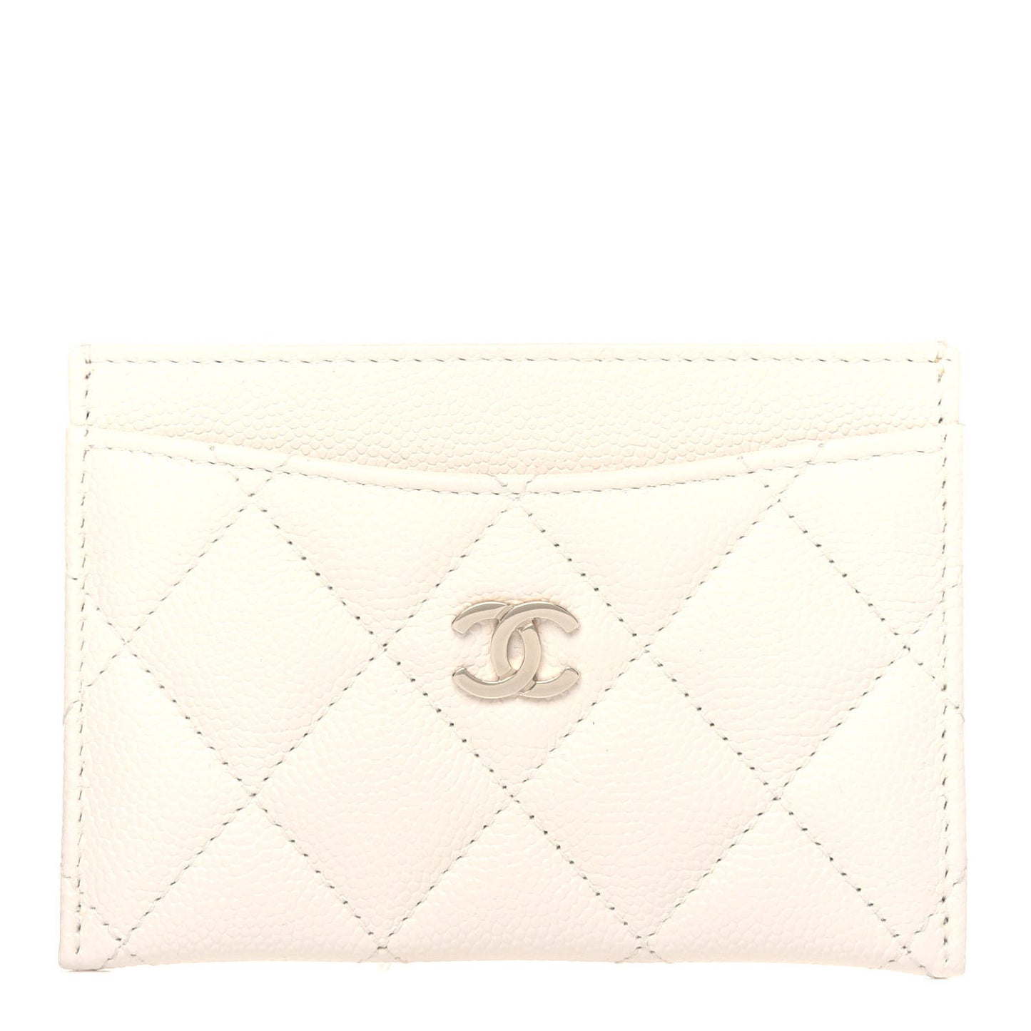 Caviar Quilted Card Holder White