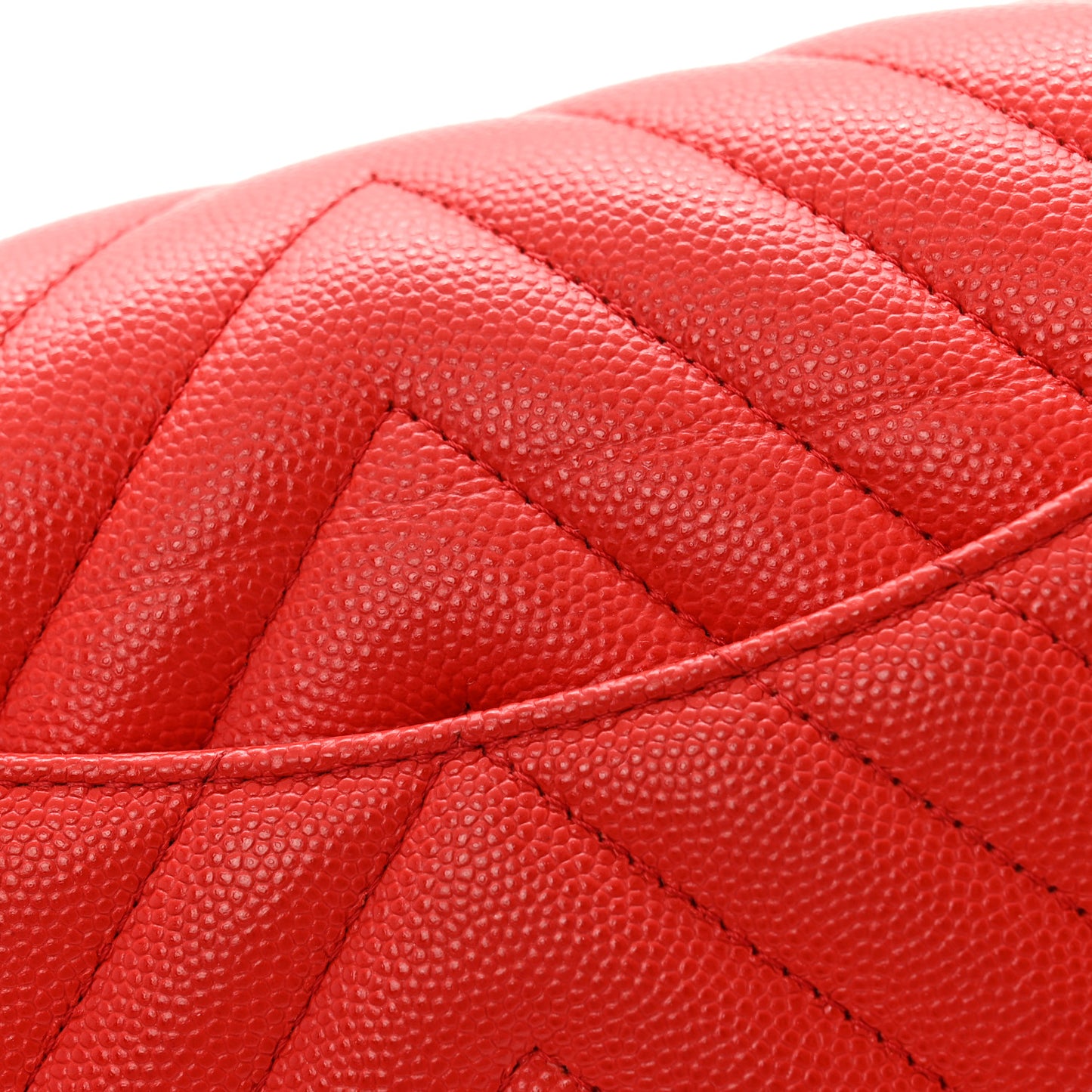 Caviar Chevron Quilted Mini Rectangular Flap Red