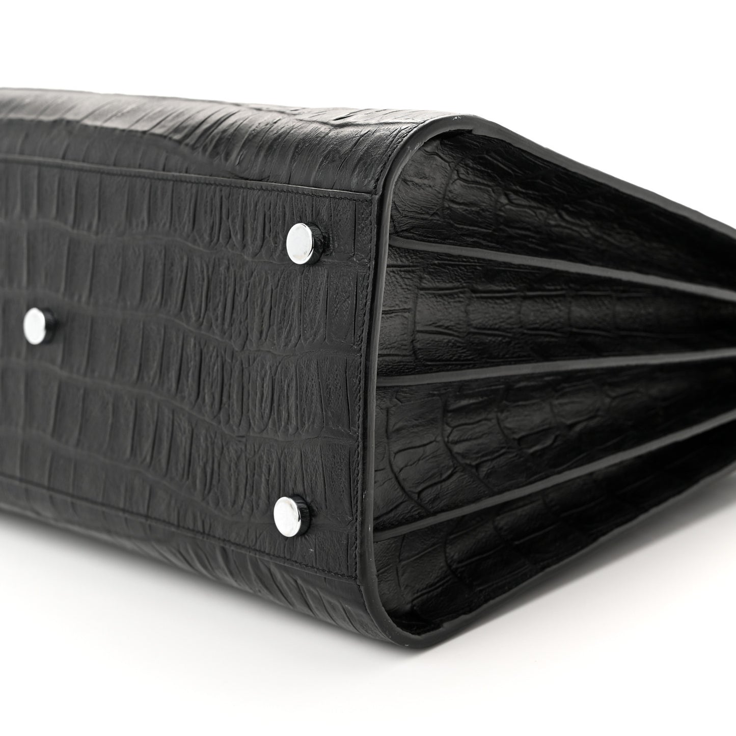 Calfskin Crocodile Embossed Small Sac de Jour Black