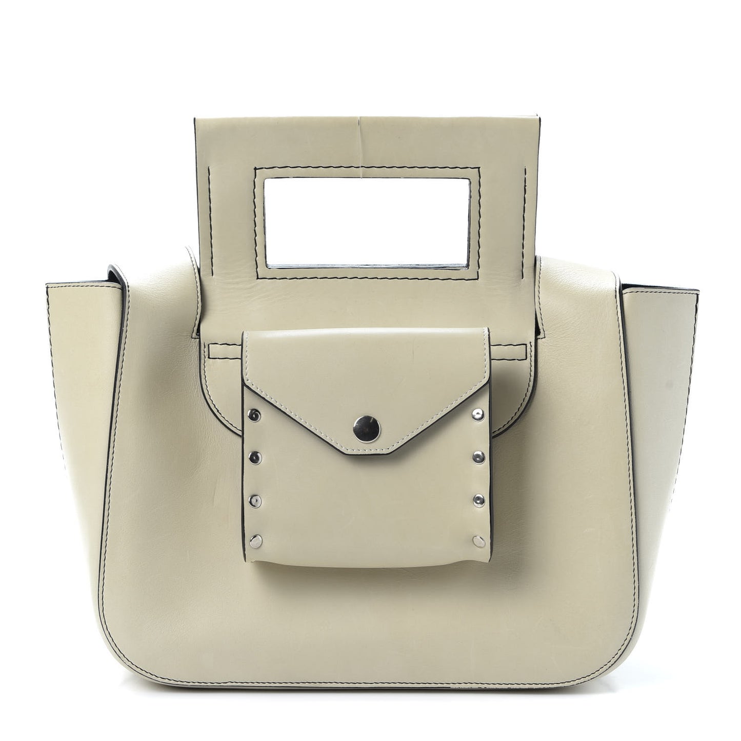 Natural Calfskin Small Square With Pocket White