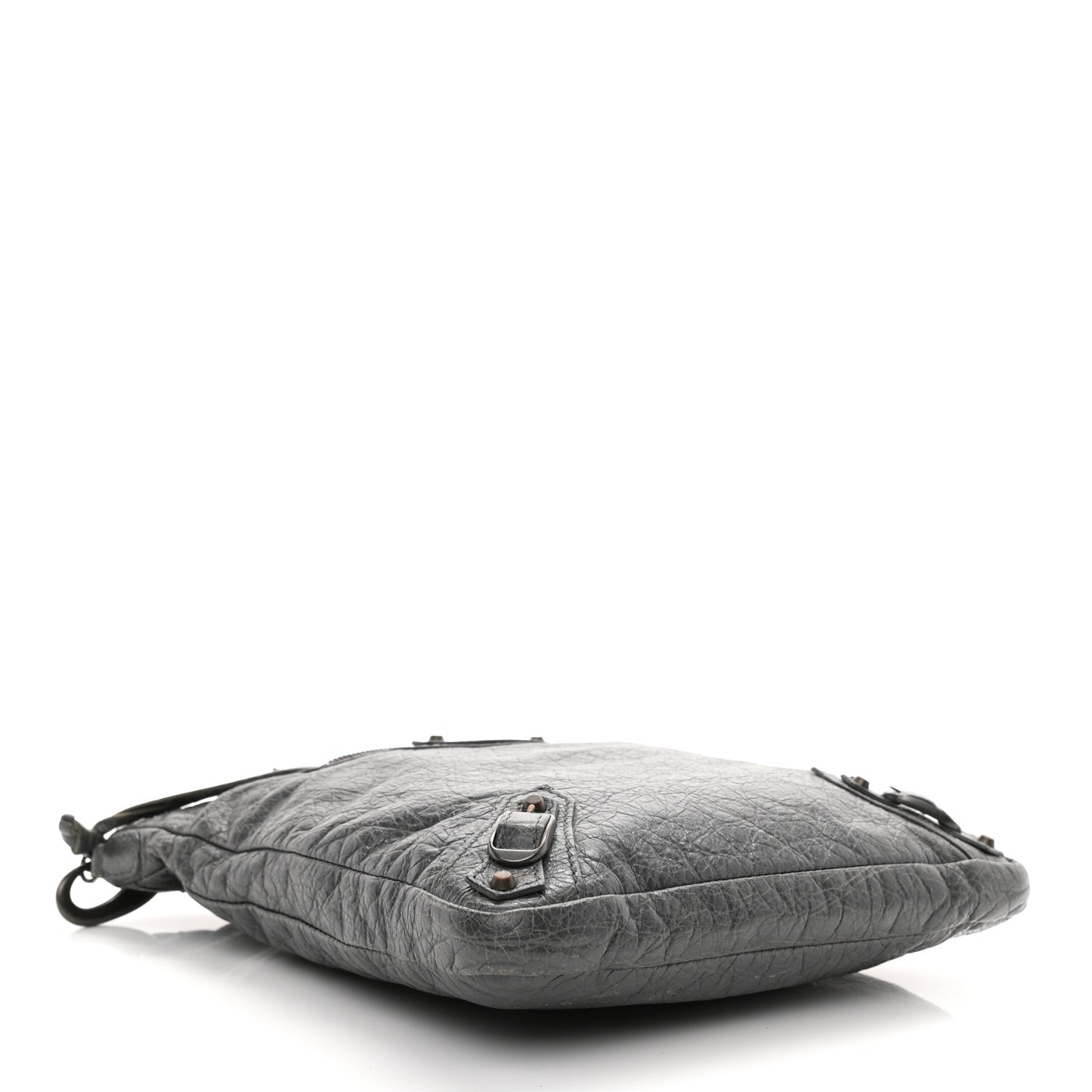 Agneau Classic Hardware Flat Crossbody Gris Tarmac