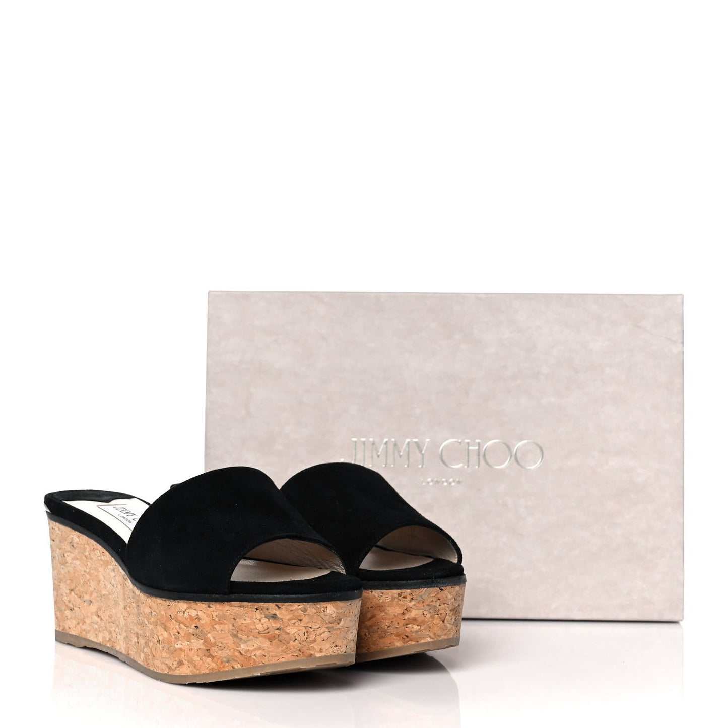 Suede Cork DeeDee Platform Wedge Slide Sandals 37.5 Black