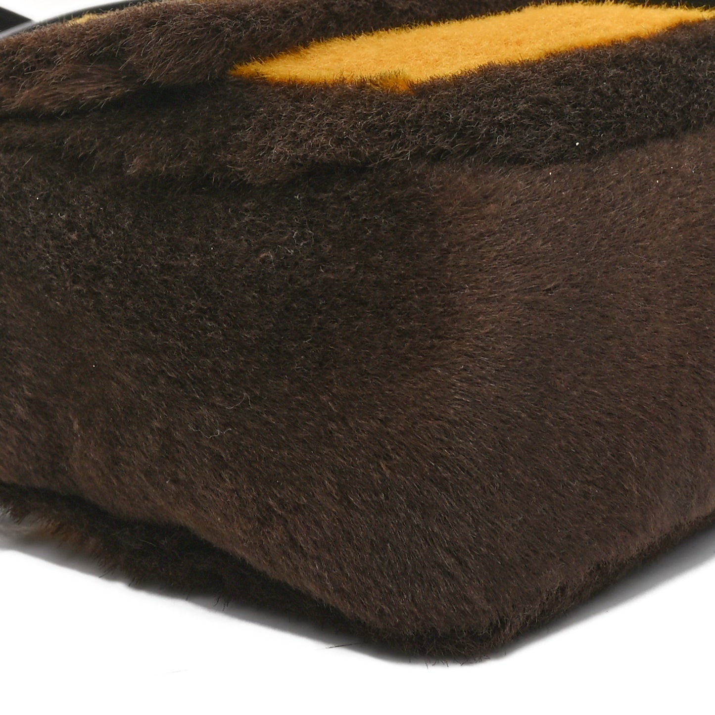 Fur Calfskin Karung Baguette Mimosa Dark Coffee