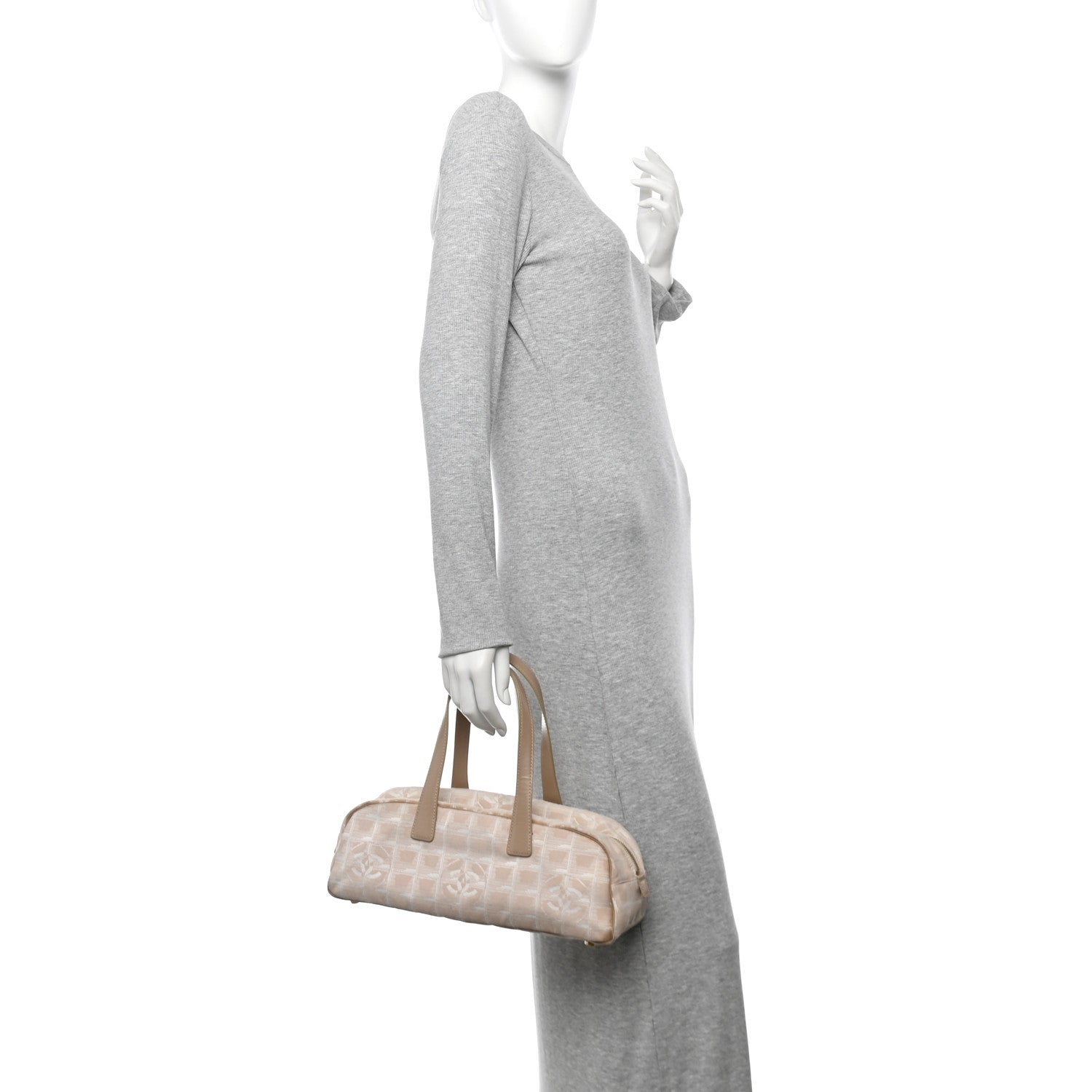 Chanel Nylon Travel Bowler Beige 2 of 12