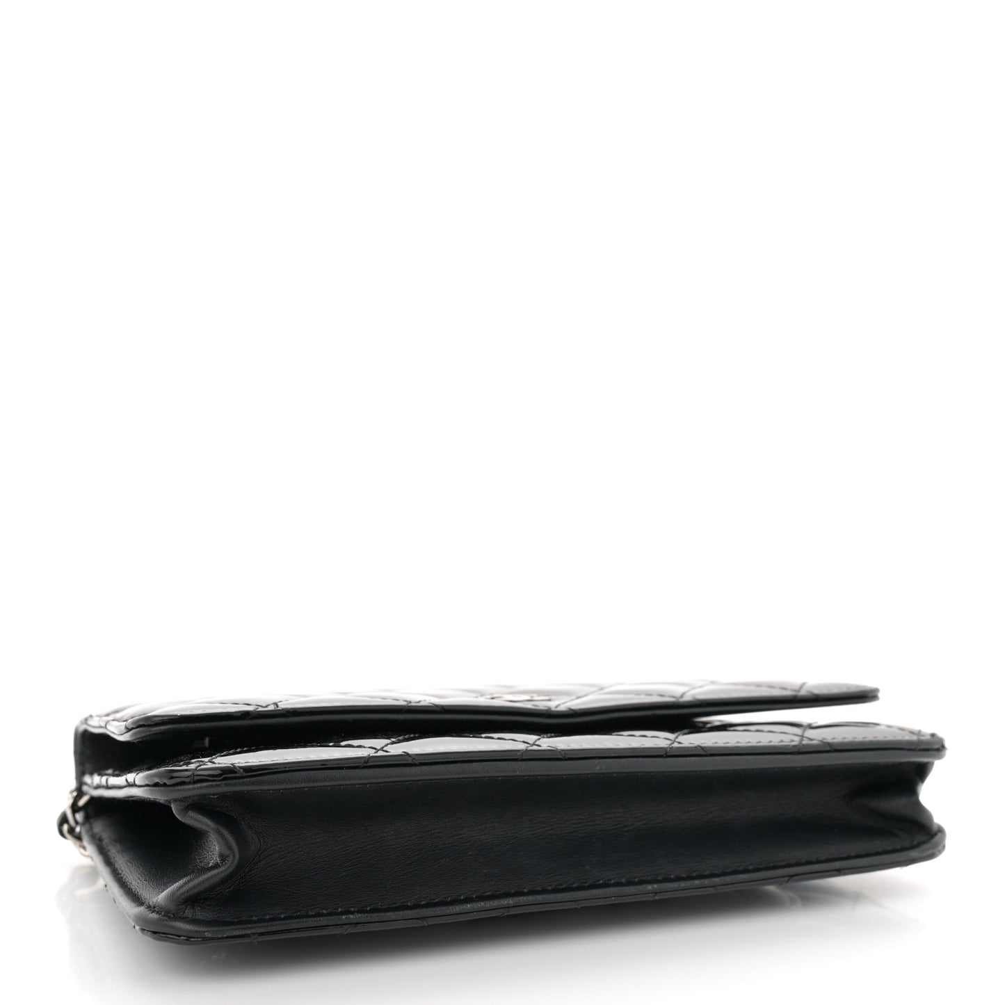 Patent Quilted Wallet On Chain WOC Black