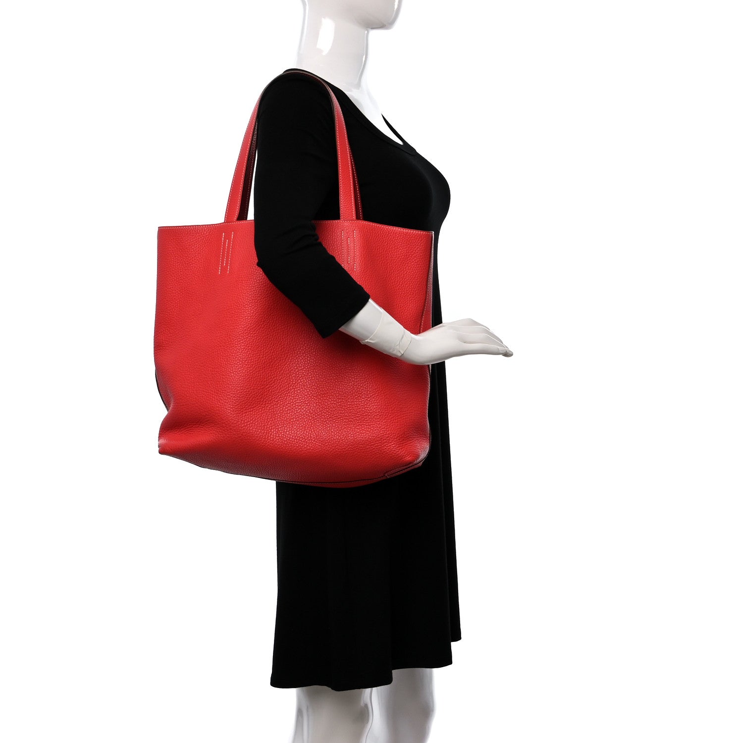 Hermes Taurillon Clemence Double Sens 36 Reversible Tote Peony Sanguine 2 of 16