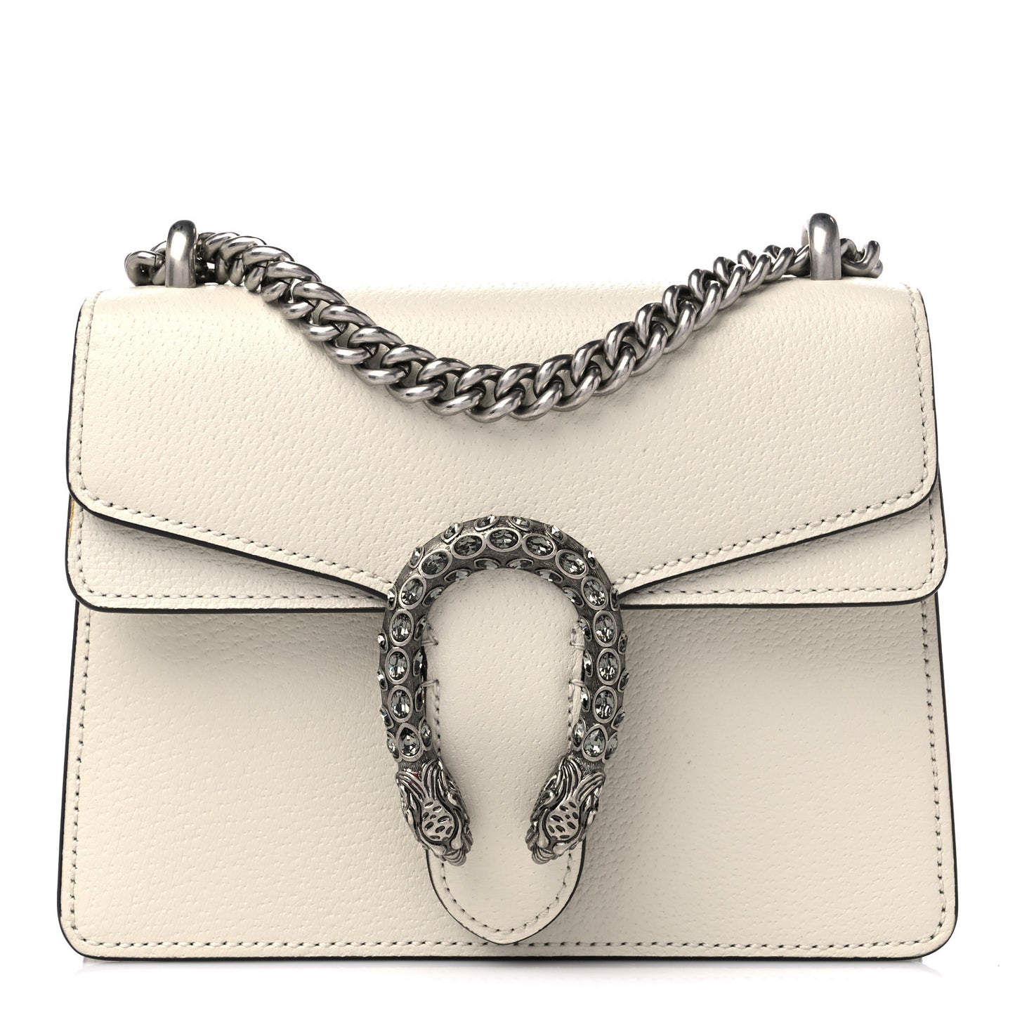 Textured Calfskin Crystal Mini Dionysus Shoulder Bag Mystic White