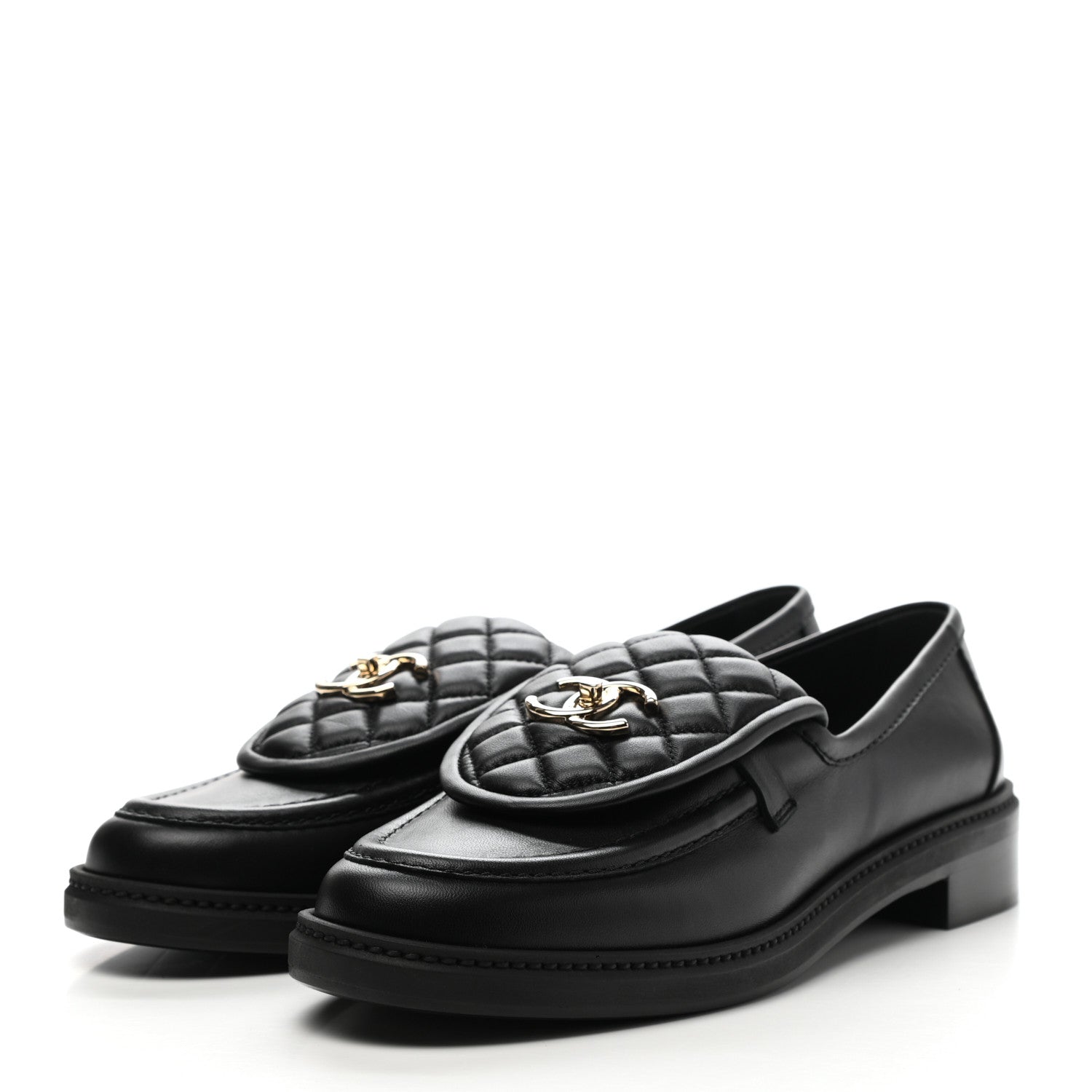 Chanel Lambskin Quilted CC Turnlock Loafers 41 Black 3 of 9
