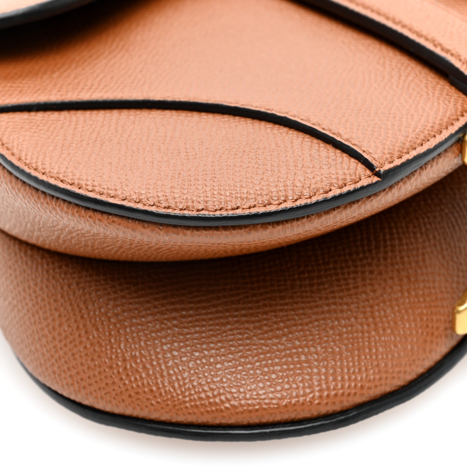 Christian Dior Grained Calfskin Mini Saddle Bag With Strap Camello 9 of 10