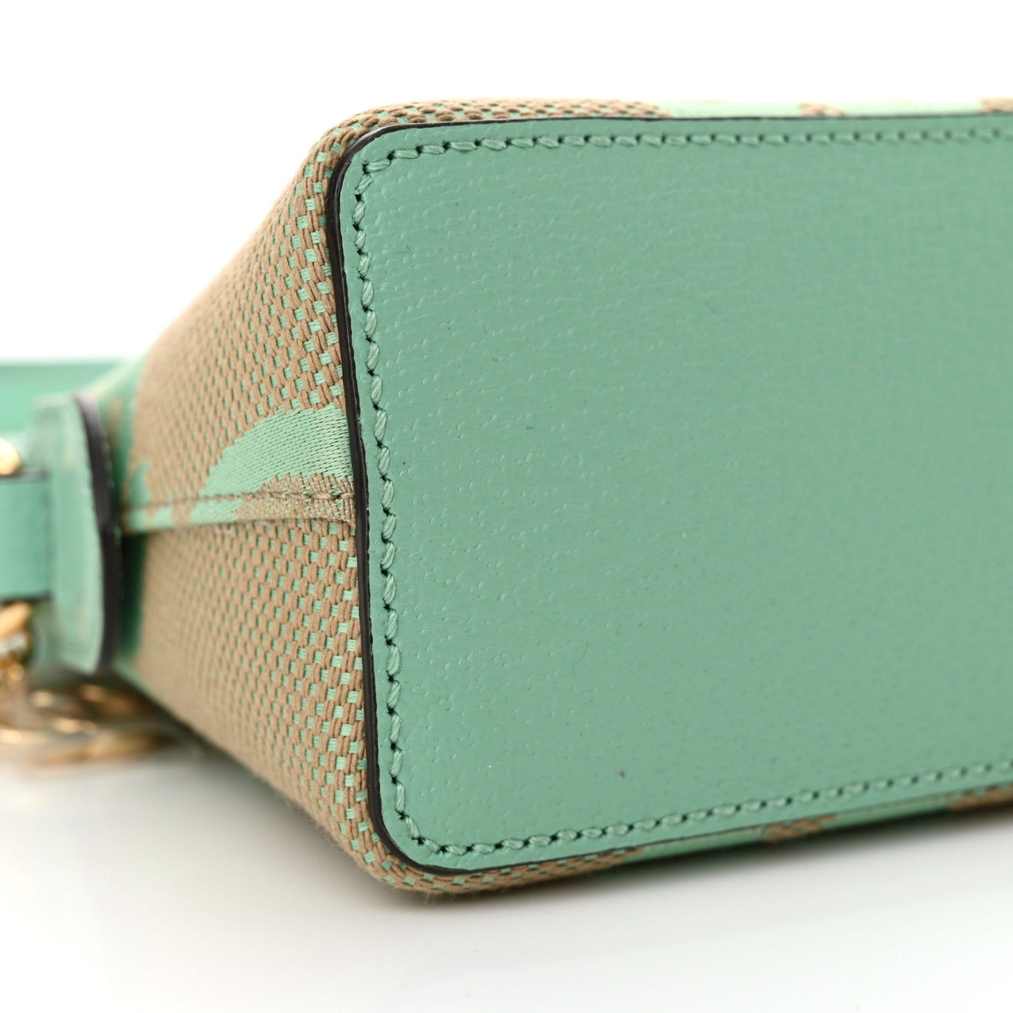 Monogram Jumbo GG Textured Dollar Calfskin Small Ophidia Dome Shoulder Bag Beige Pepperlight Mint