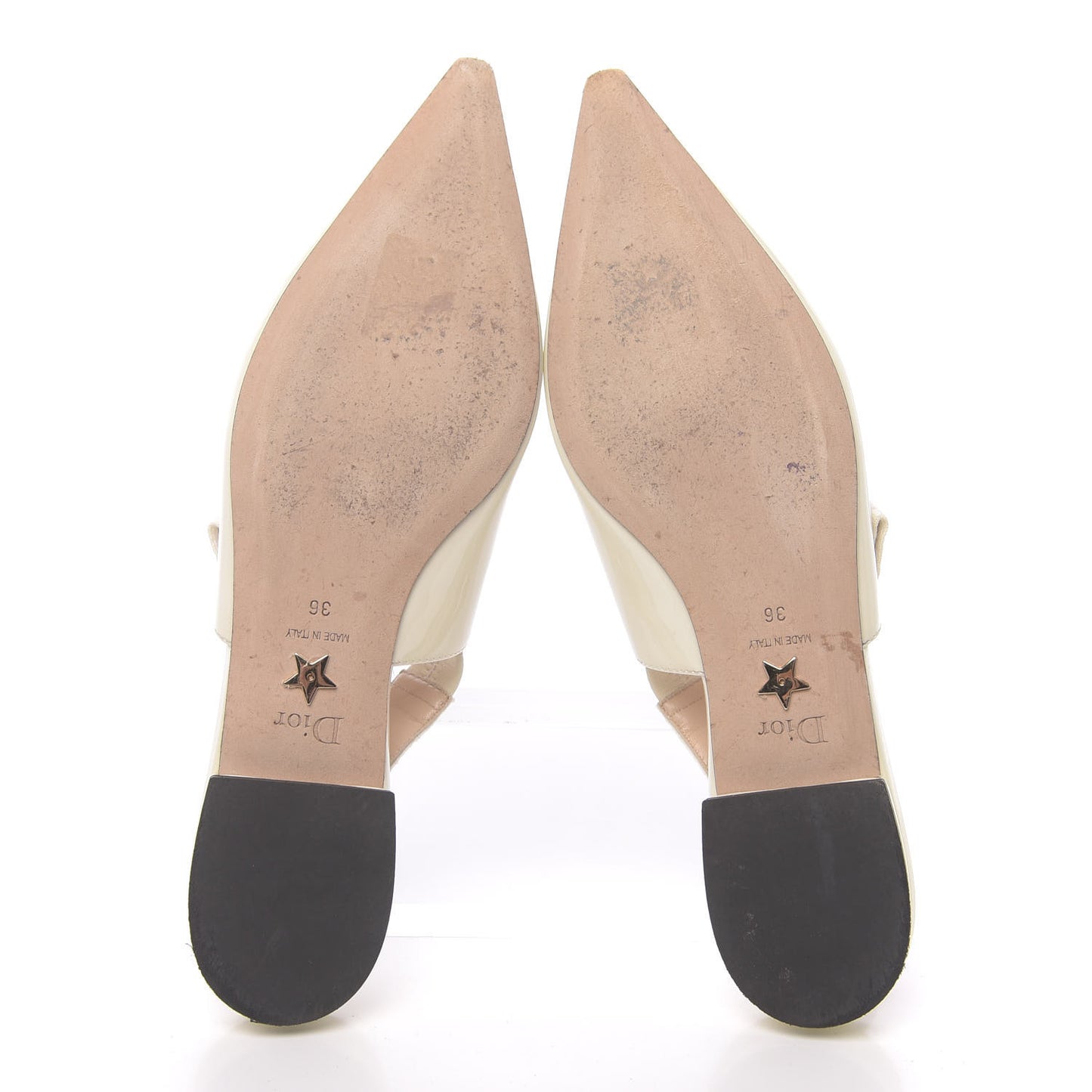 Patent Ribbon J'Adior Slingback Ballet Flats 36 Off White