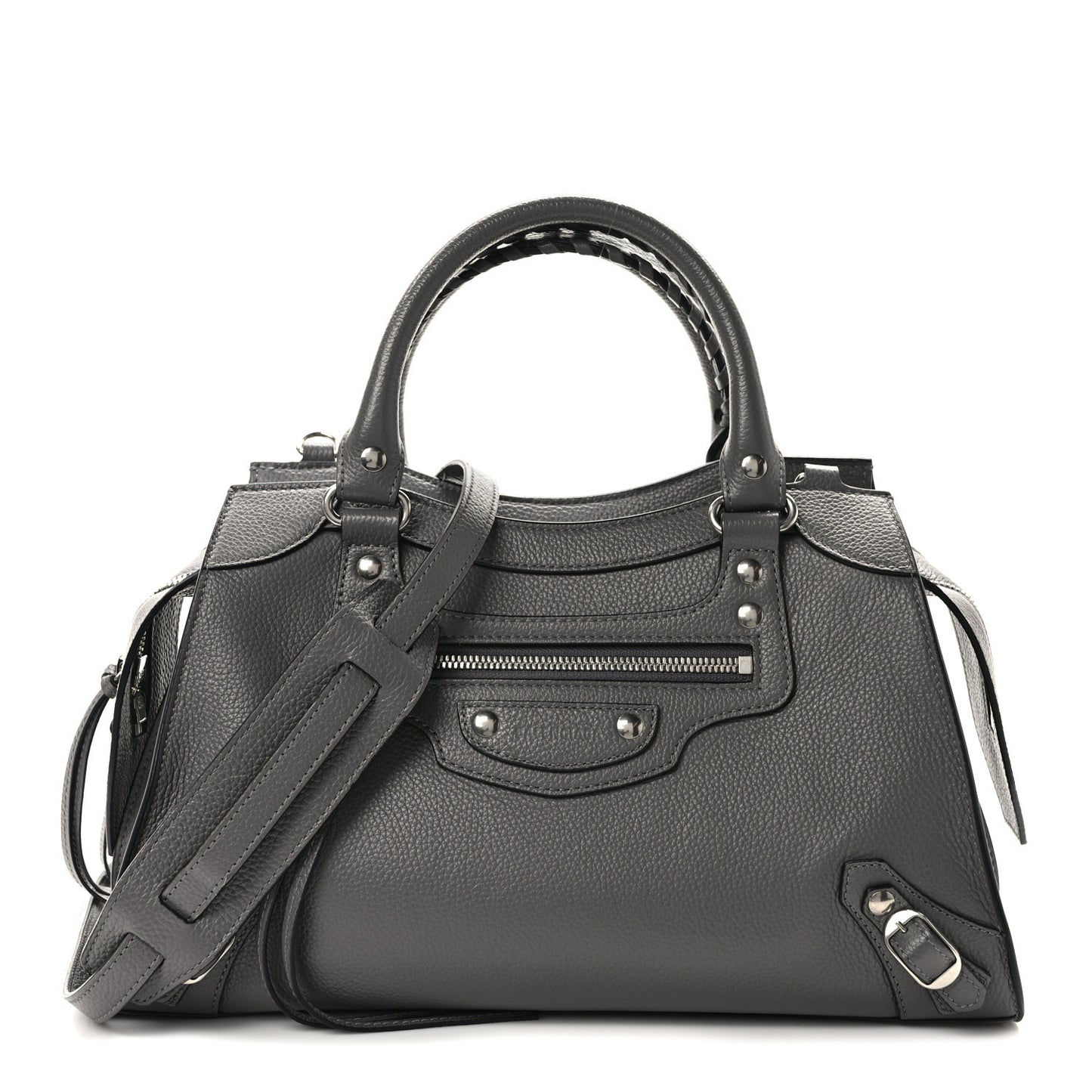 Grained Calfskin Neo Classic Silver Hardware S City Dark Grey