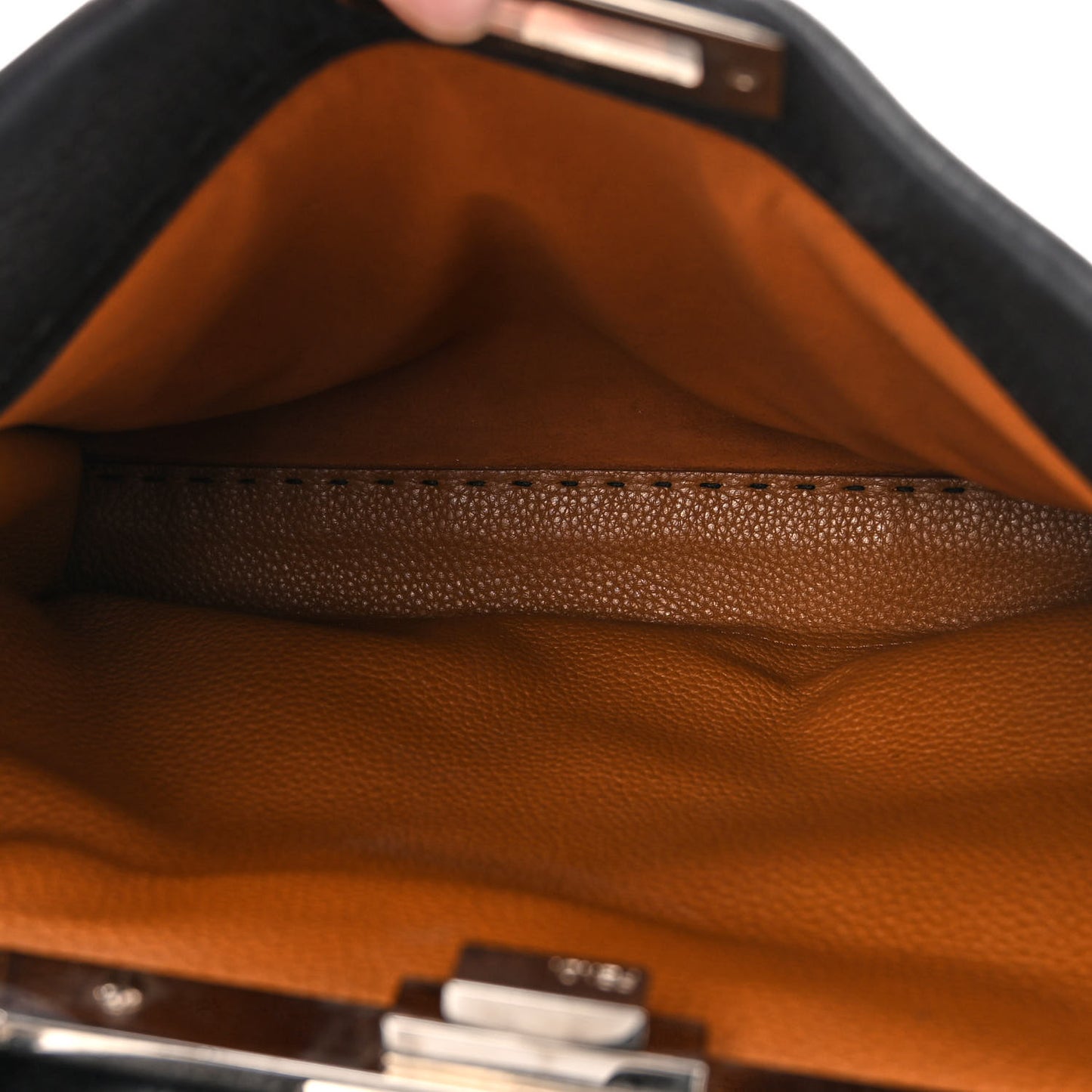 Cuoio Romano Selleria Bi-Color Medium Peekaboo Iconic Satchel Black Mou
