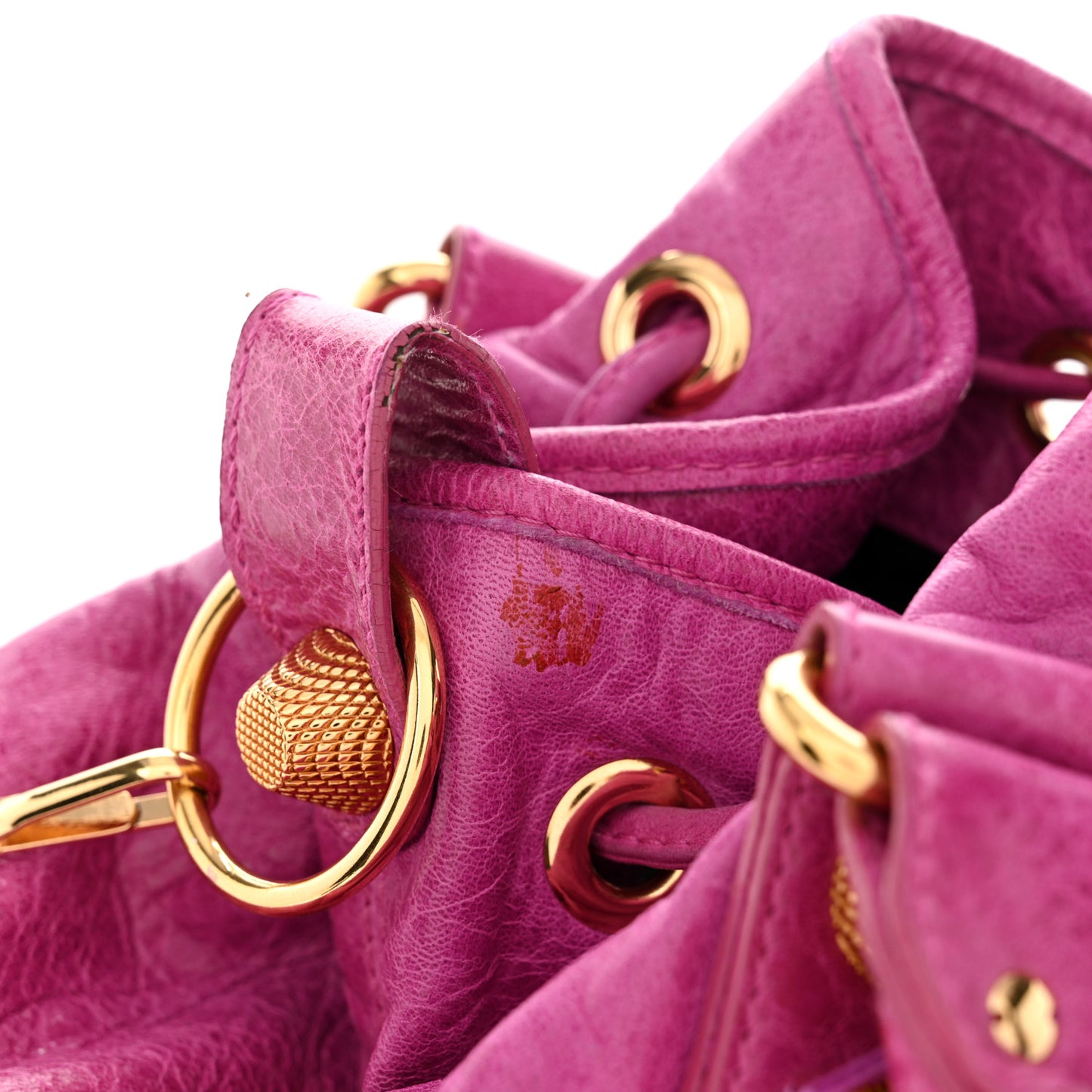 Agneau Giant 21 Gold Hardware Pompon Magenta