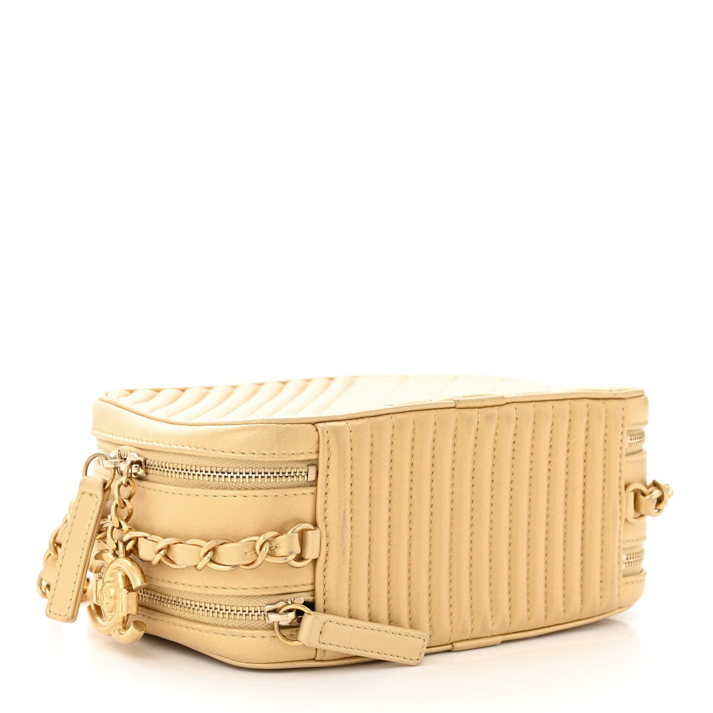Metallic Lambskin Quilted Small Coco Boy Camera Case Gold