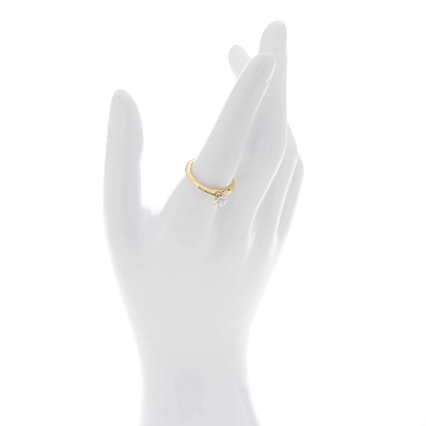 18K Yellow Gold Platinum Diamond .70ct Solitaire Engagement Ring 56 7.5