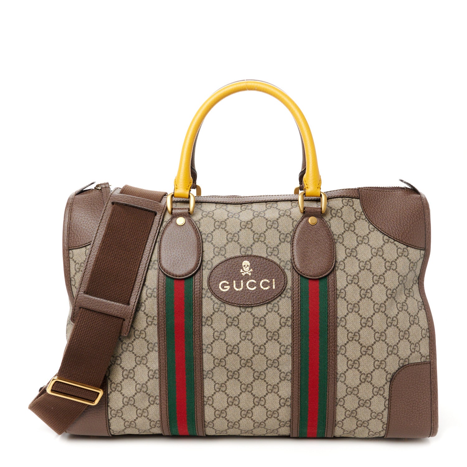 Gucci Soft GG Supreme Monogram Web Medium Duffle Bag Beige New Acero Crop 1 of 11