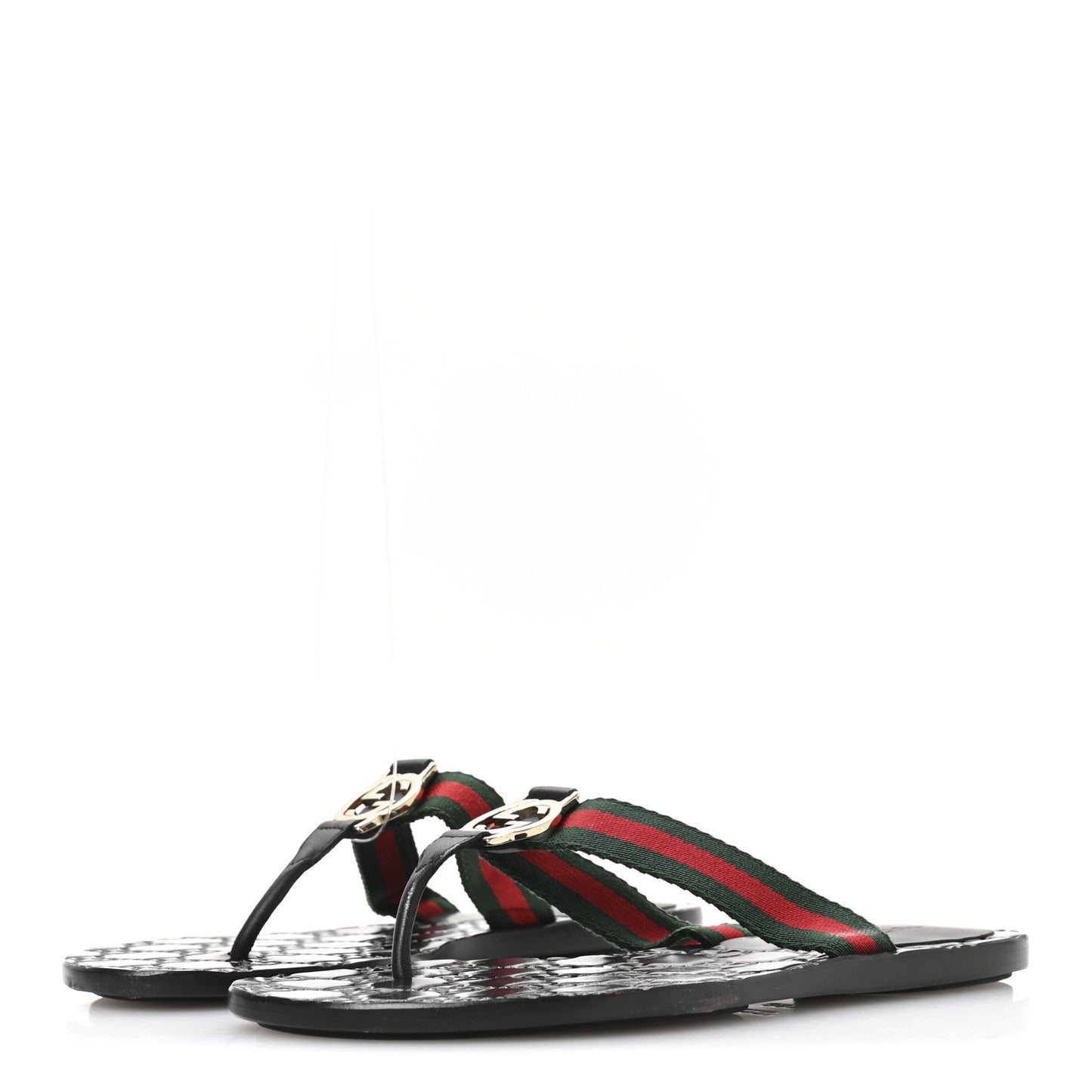 Nylon Guccissima Web Womens Thong Sandals 36.5 Green Red Black