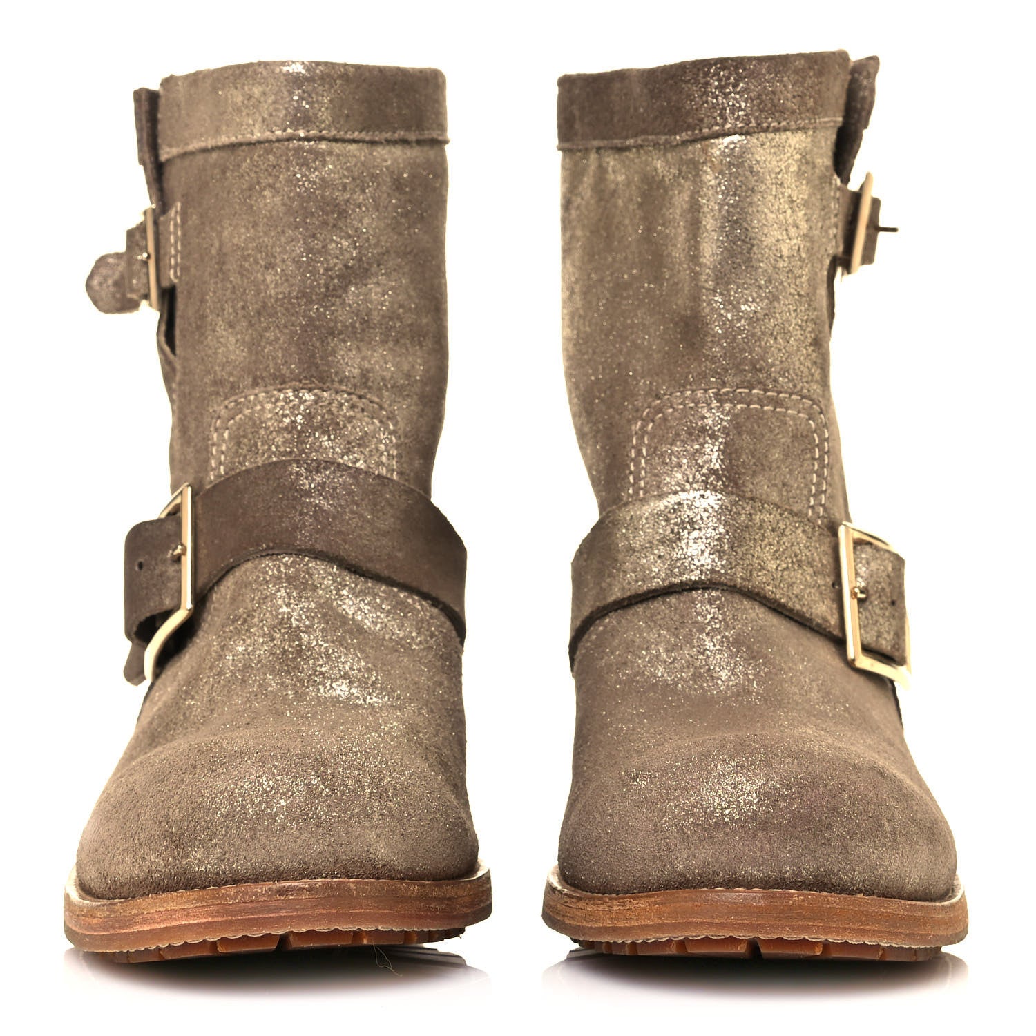 Jimmy Choo Metallic Suede Youth Biker Boots 40.5 Gold 2 of 7