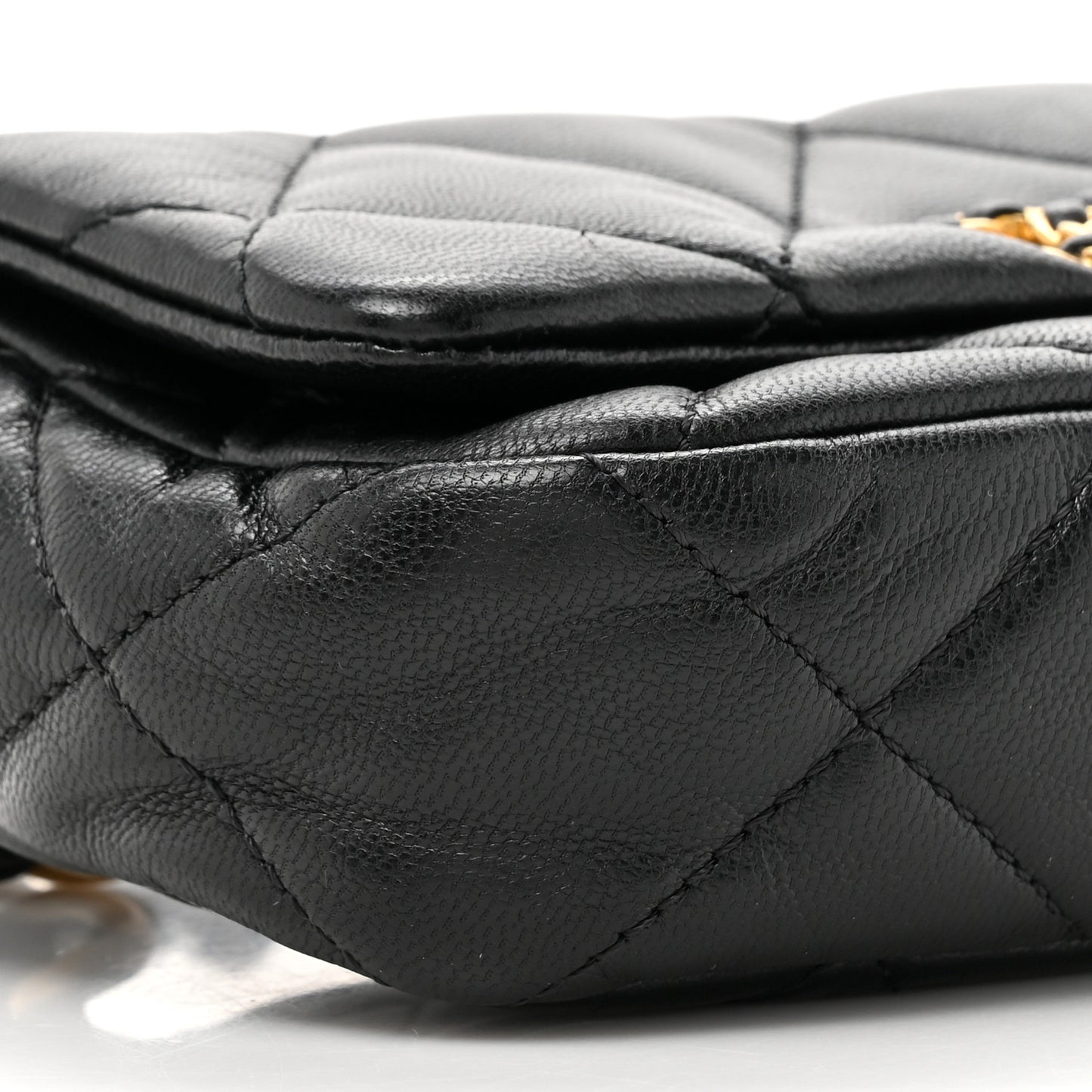 Lambskin Quilted Chanel 19 Waist Bag Black
