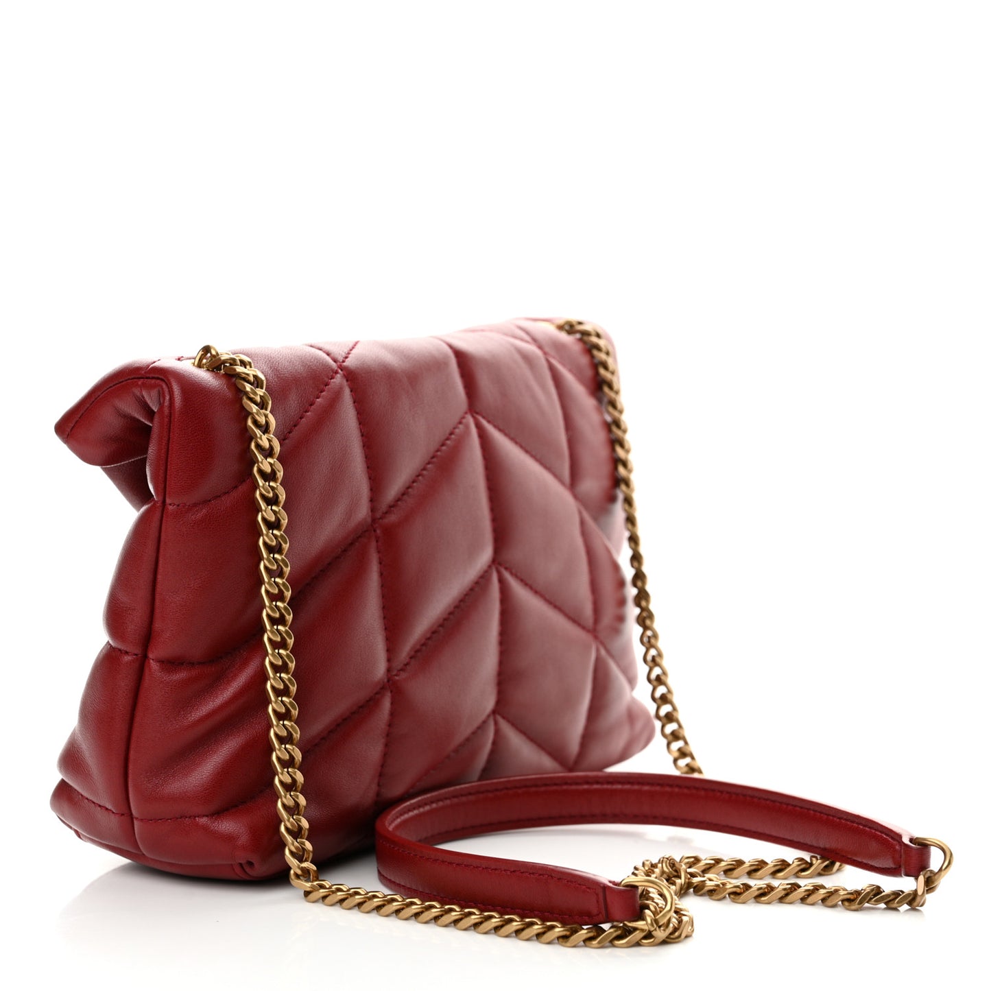 Lambskin Quilted Toy Loulou Puffer Monogram Chain Satchel Opyum Red