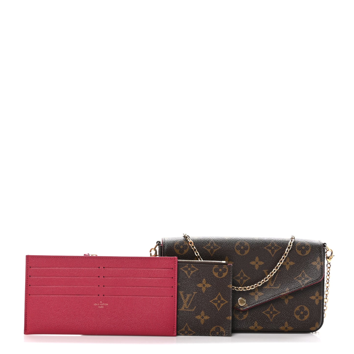 Monogram Pochette Felicie Chain Wallet Fuchsia