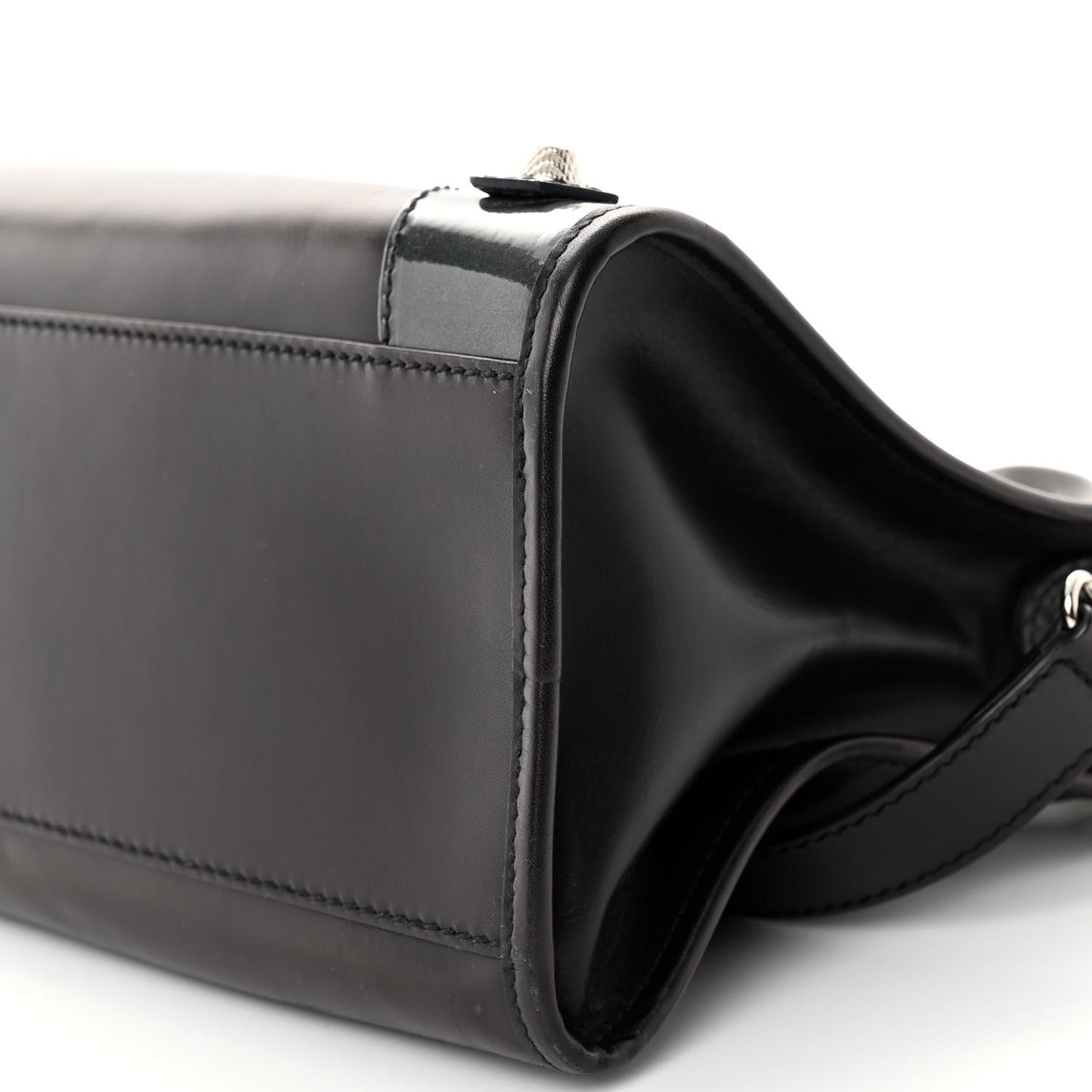 Smooth Calfskin Metallic Patent Giant 12 Silver Hardware City Black Gris