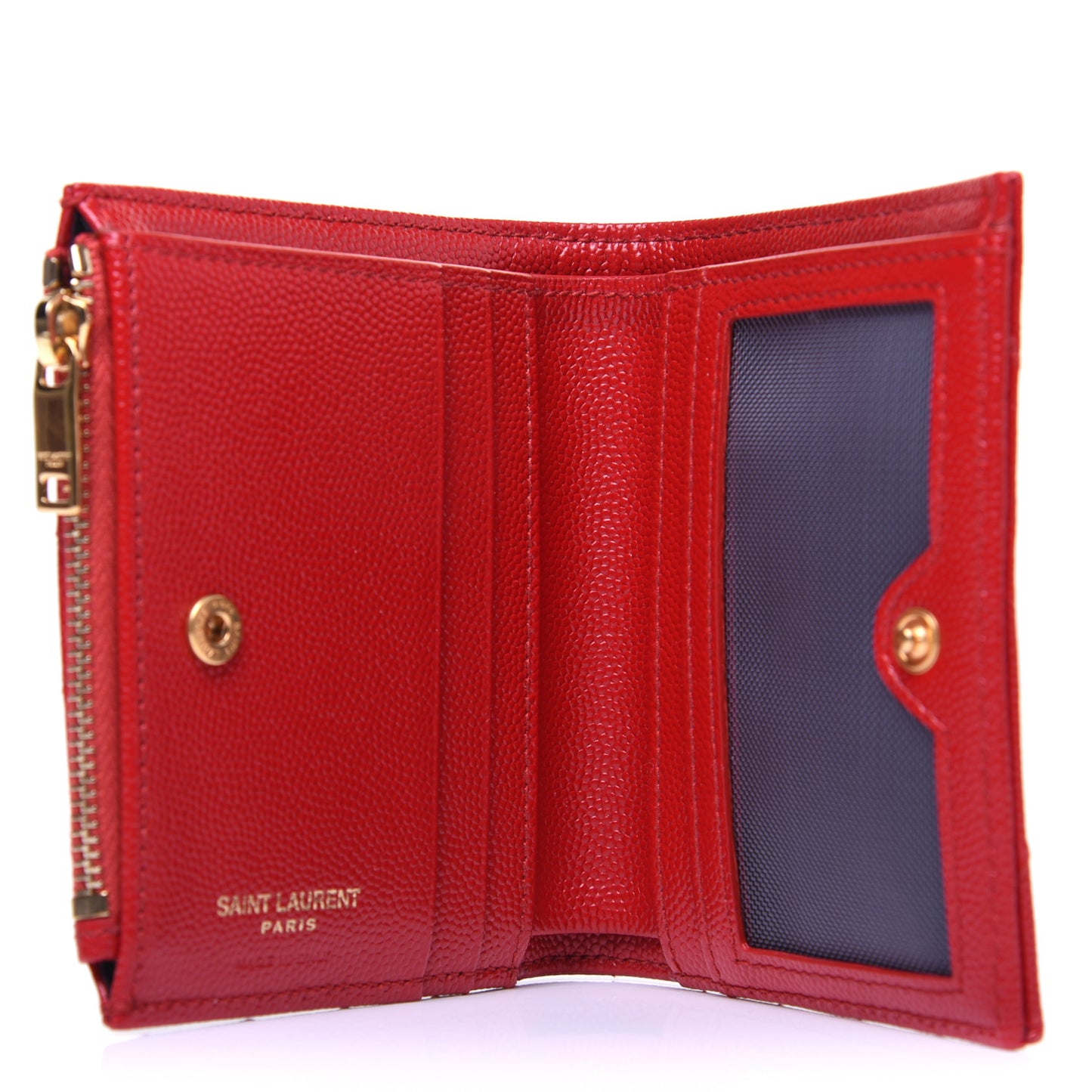 Grain De Poudre Matelasse Chevron Monogram Zipped Card Case Bandana Red