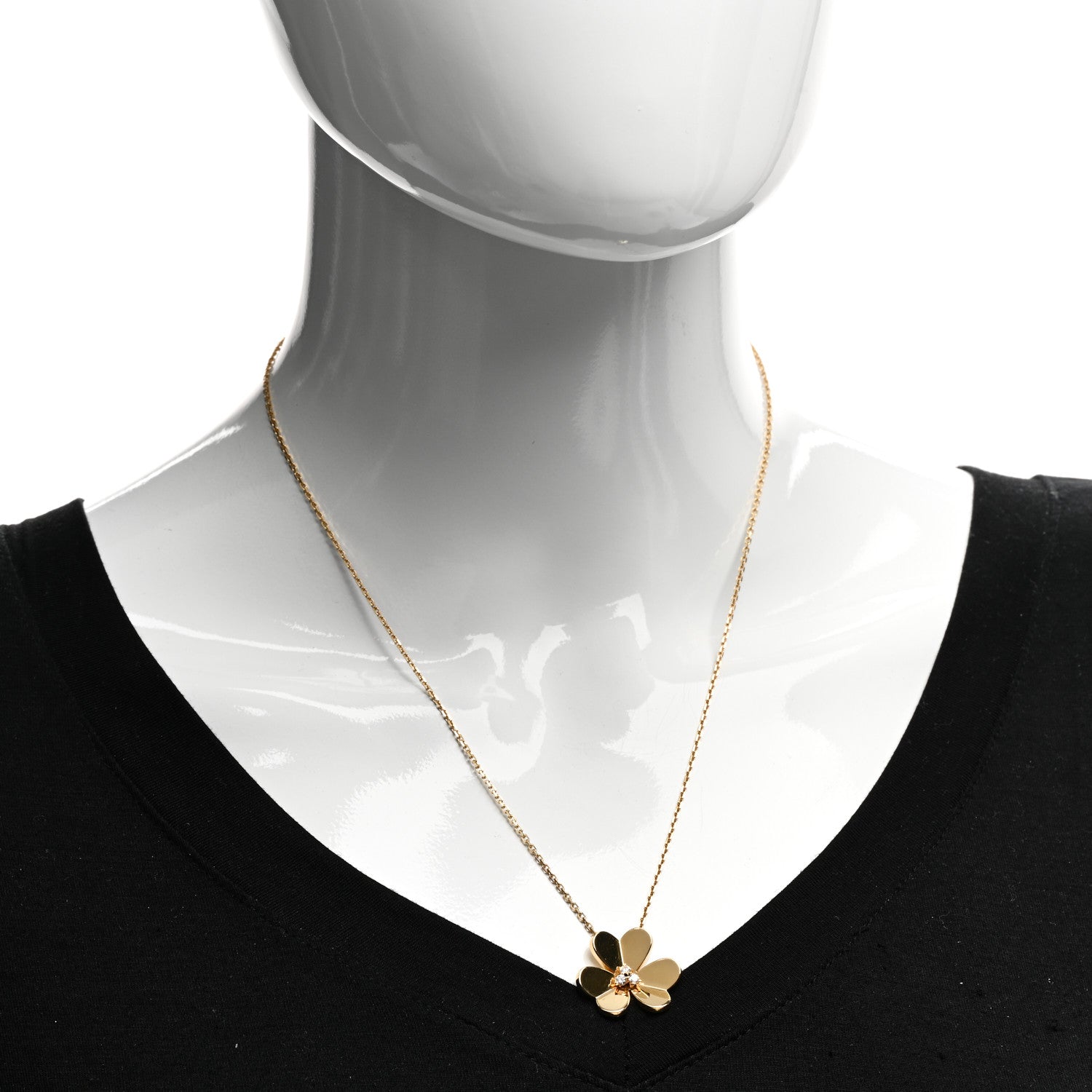 Van Cleef & Arpels 18K Yellow Gold Diamond Large Frivole Pendant Necklace 2 of 5