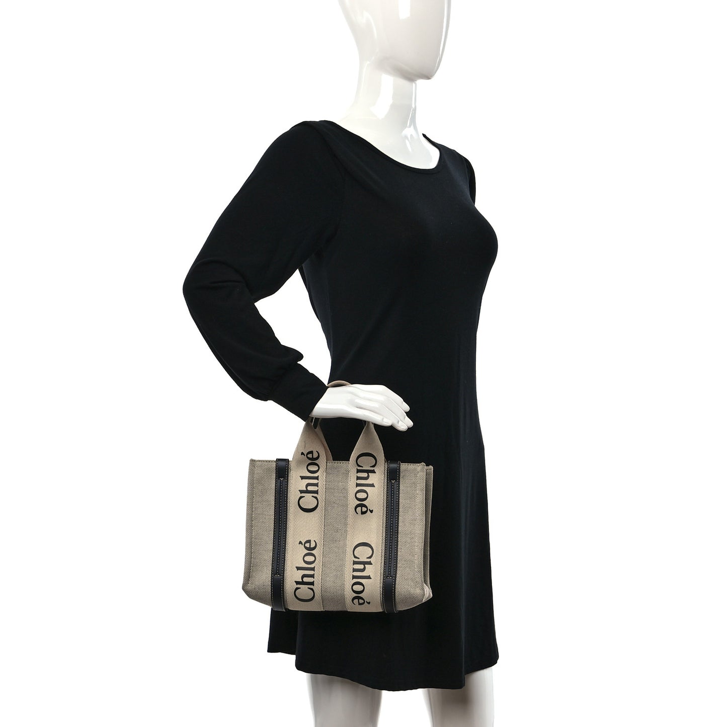 Cotton Calfskin Small Woody Ribbon Tote White Blue