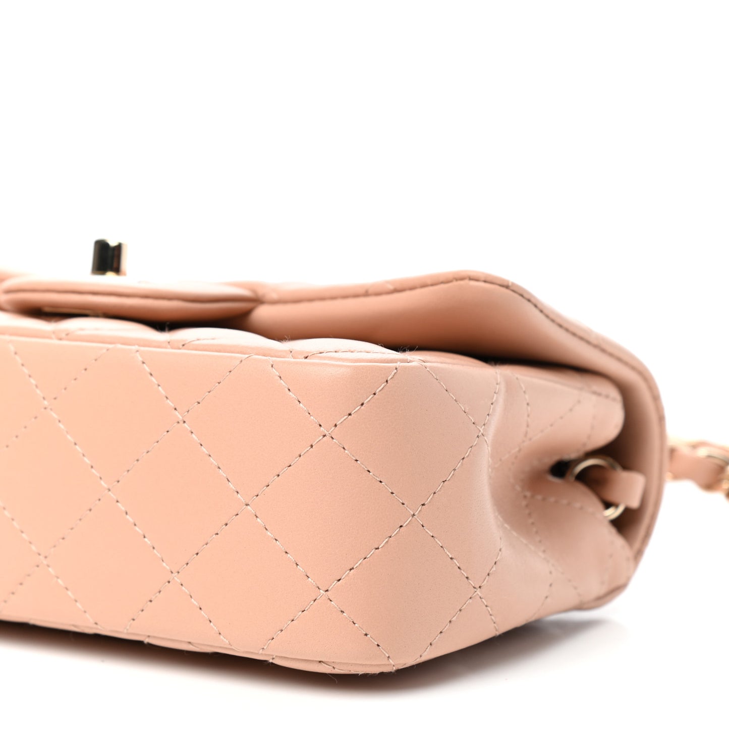Lambskin Quilted Mini Rectangular Flap Beige