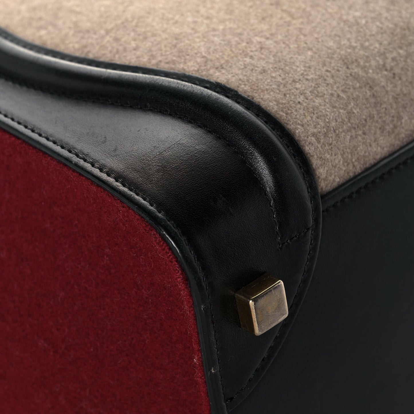 Felt Smooth Calfskin Micro Tri-Color Luggage Brown Black