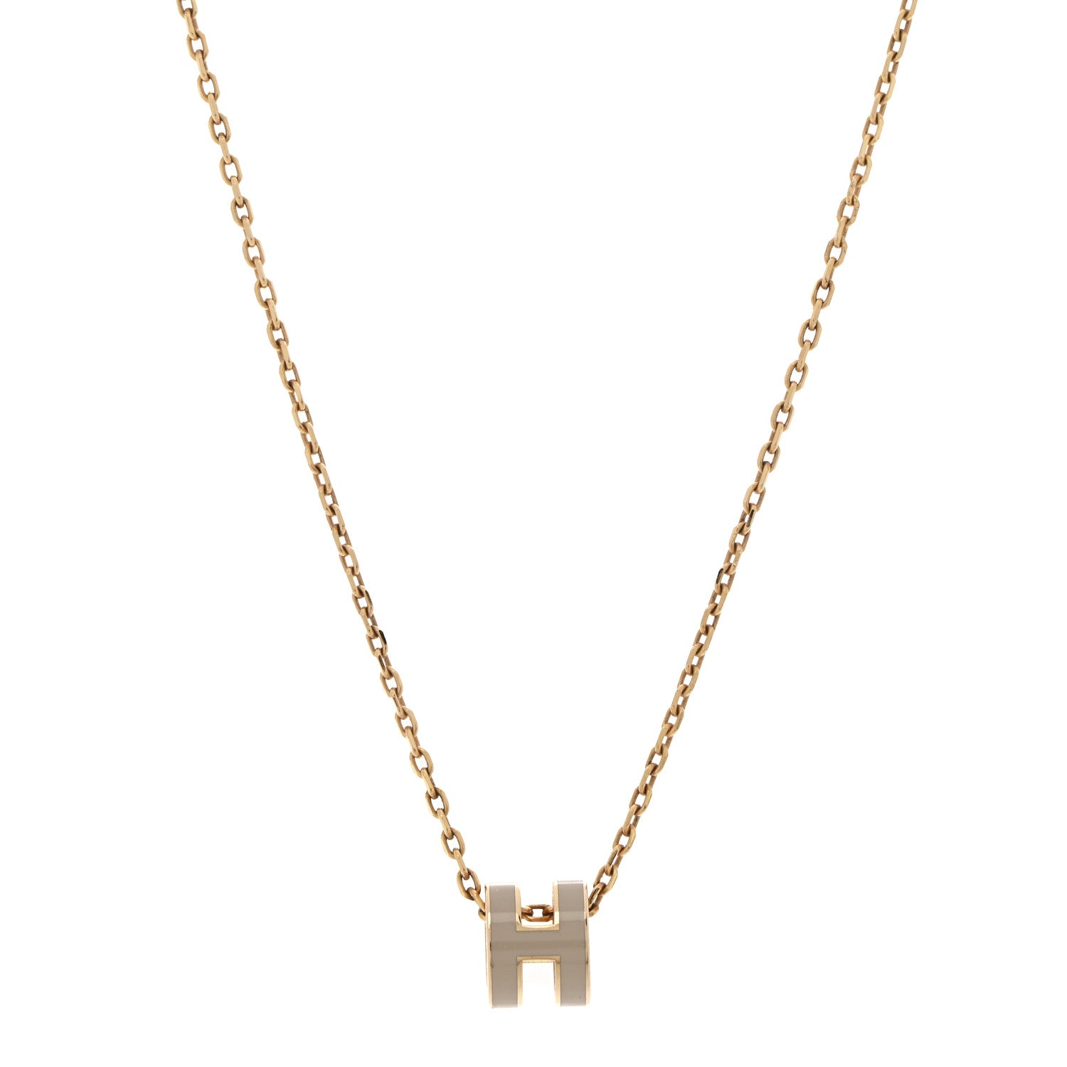 Hermes Lacquered Rose Gold Mini Pop H Pendant Necklace Marron Glace 4 of 7