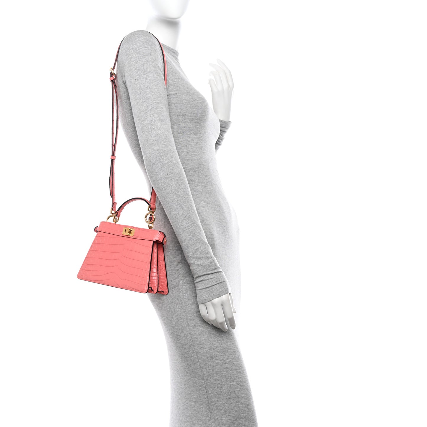 Shiny Crocodile Petite Peekaboo I SEE U Satchel Pink