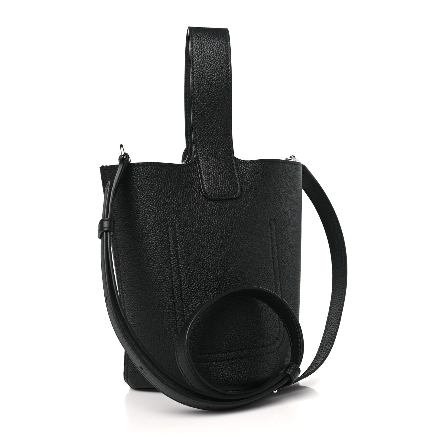 Soft Grained Calfskin Mini Pebble Bucket Bag Black