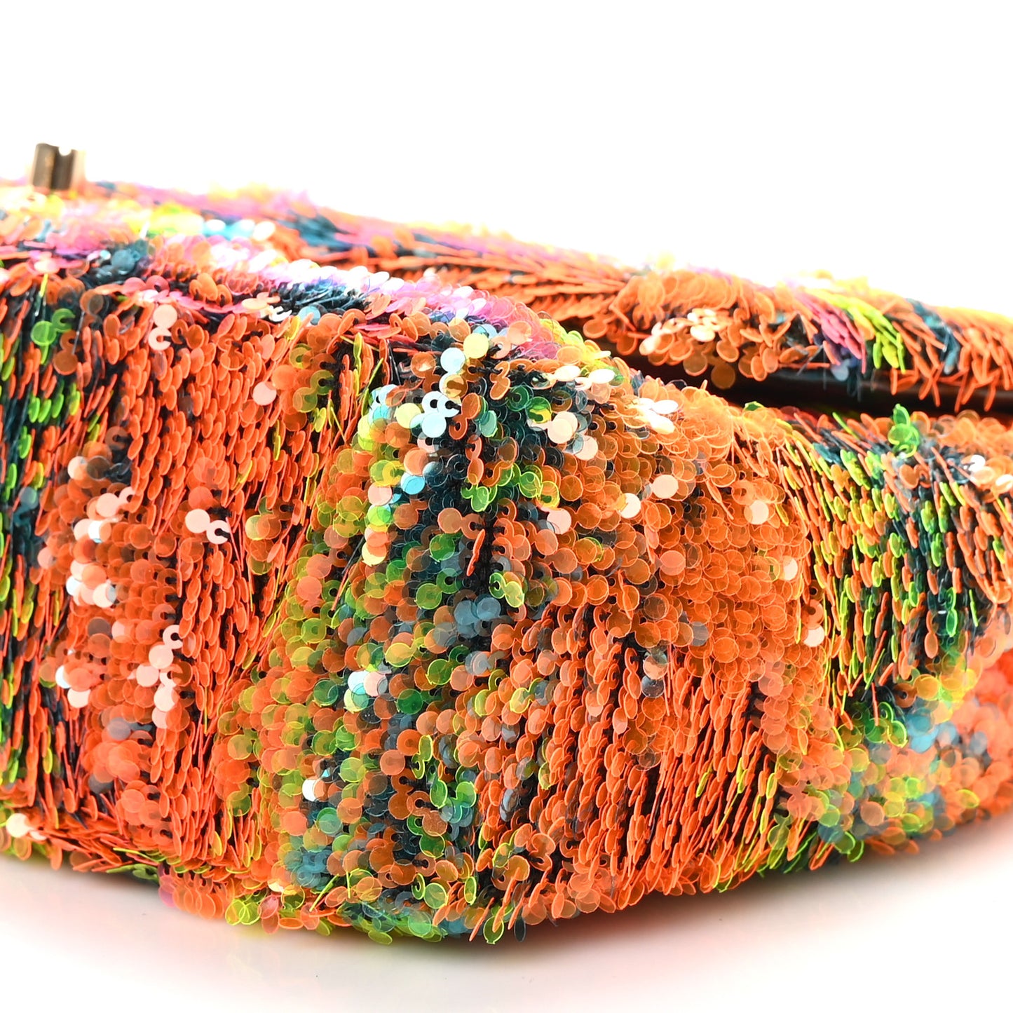Sequin Logo Single Flap Orange Turquoise Pink