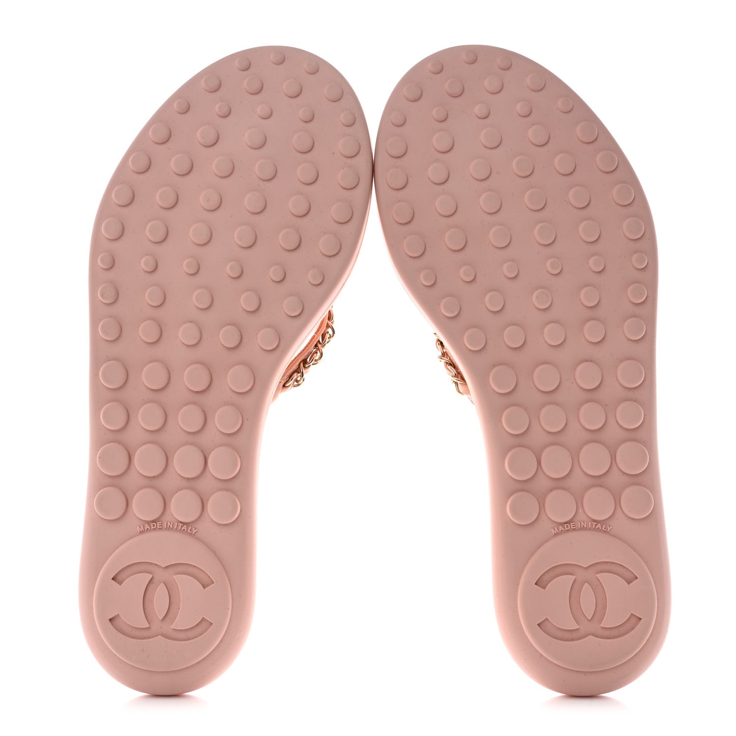 Calfskin CC Chain Thong Sandals 37 Pink