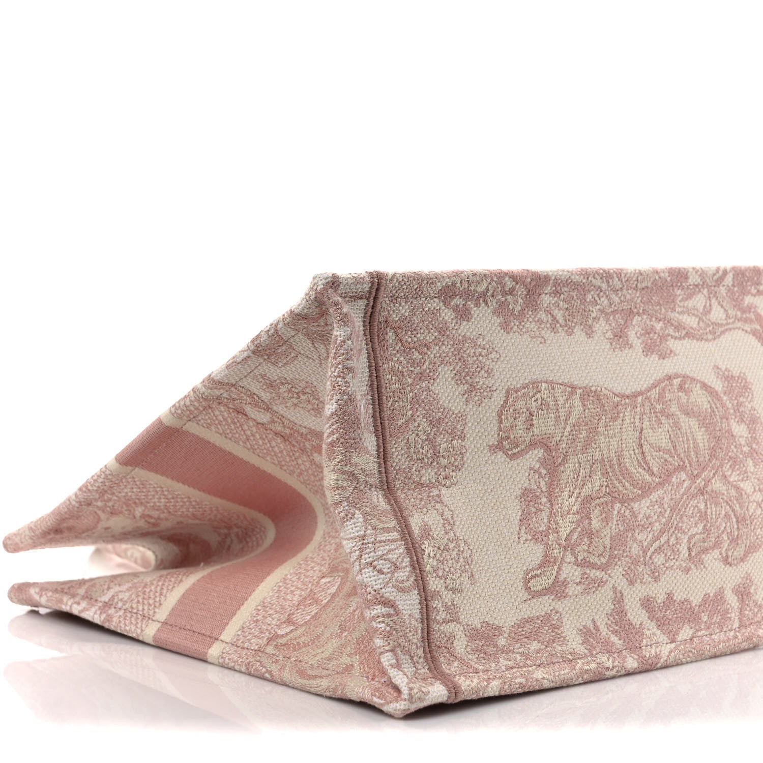 Christian Dior Canvas Embroidered Medium Dioriviera Toile De Jouy Book Tote Rose 6 of 7