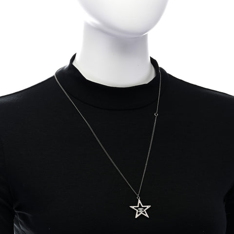 Crystal Star CC Pendant Necklace Silver