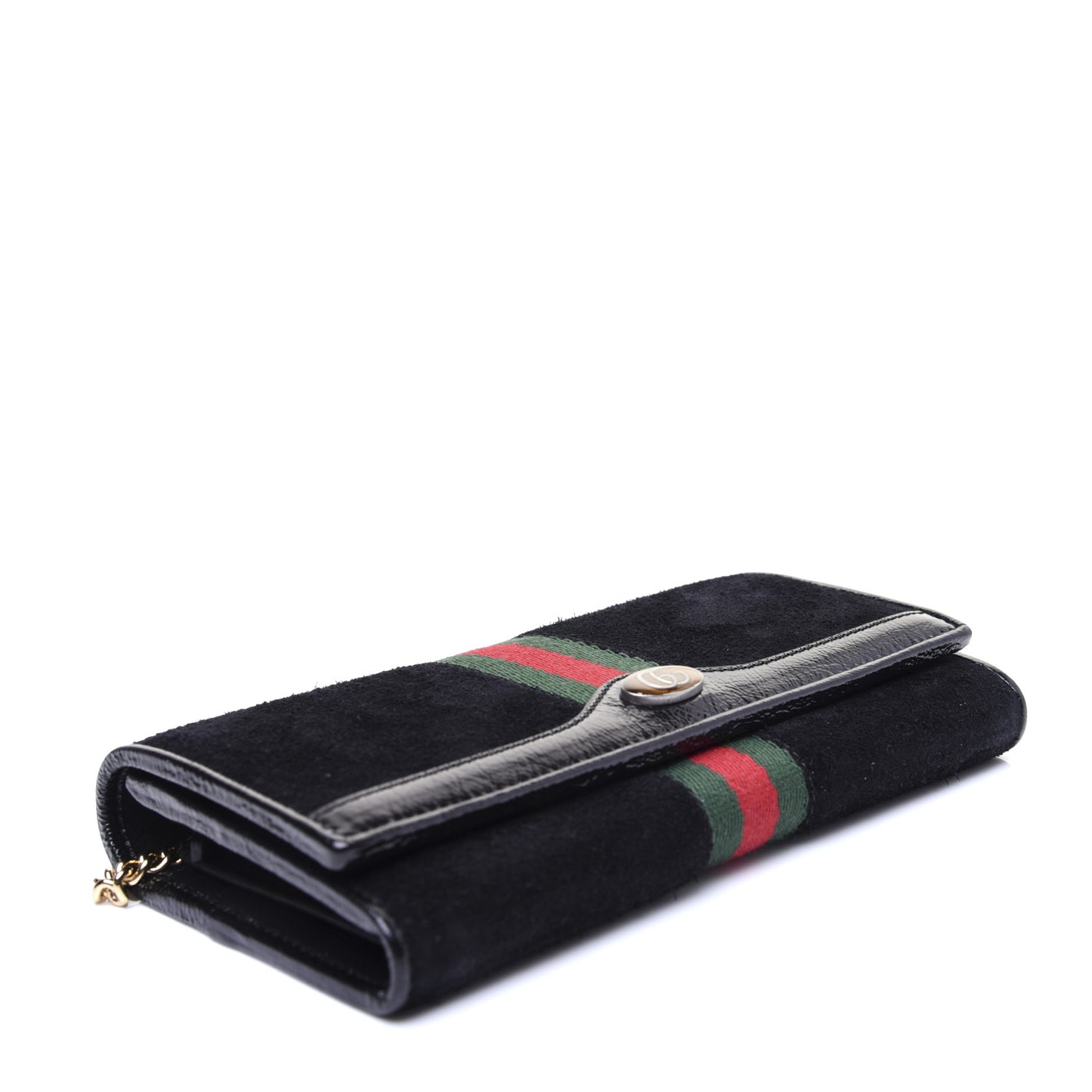 Suede Patent Web Ophidia Wallet On Chain Black