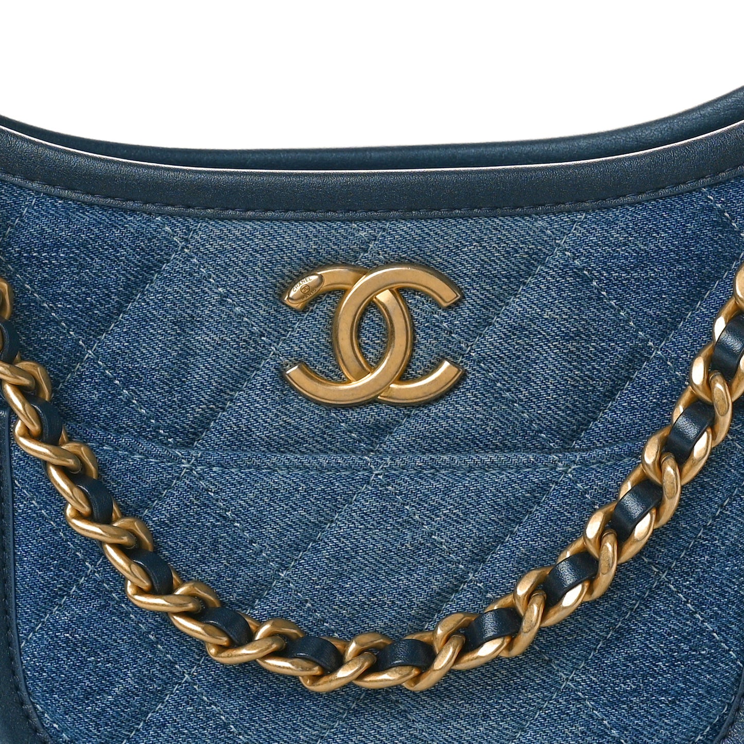 Washed Denim Quilted Hobo Blue