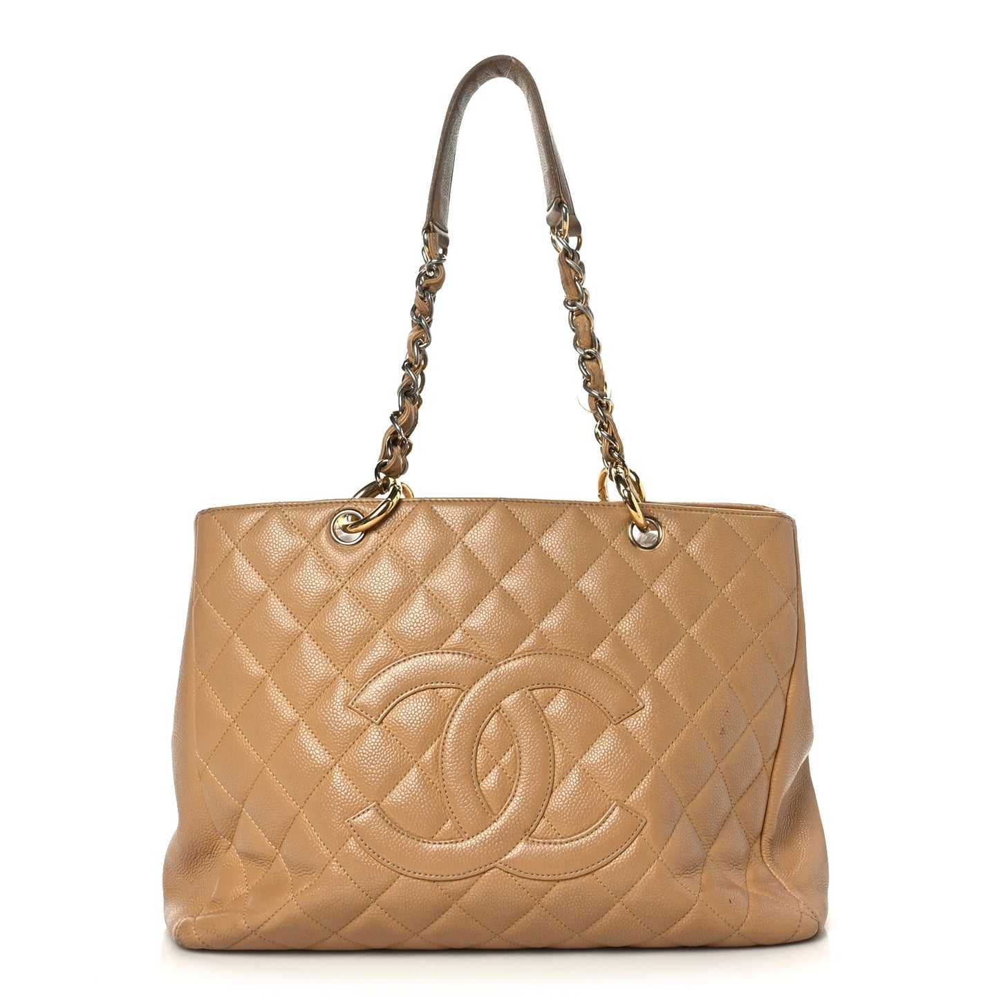 Caviar Quilted Grand Shopping Tote GST Beige Clair