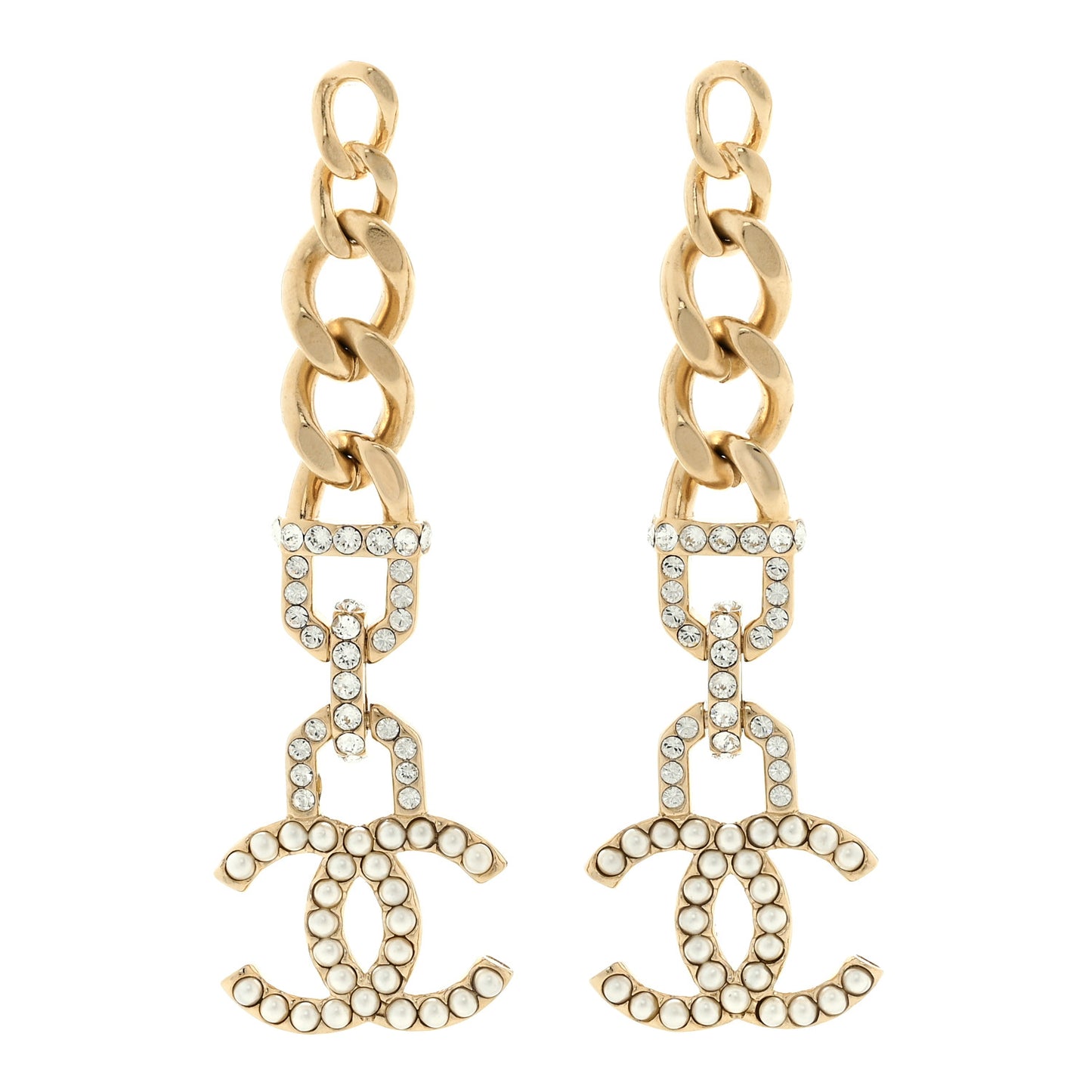 Metal Crystal CC Vendome CC Dangle Earrings Gold