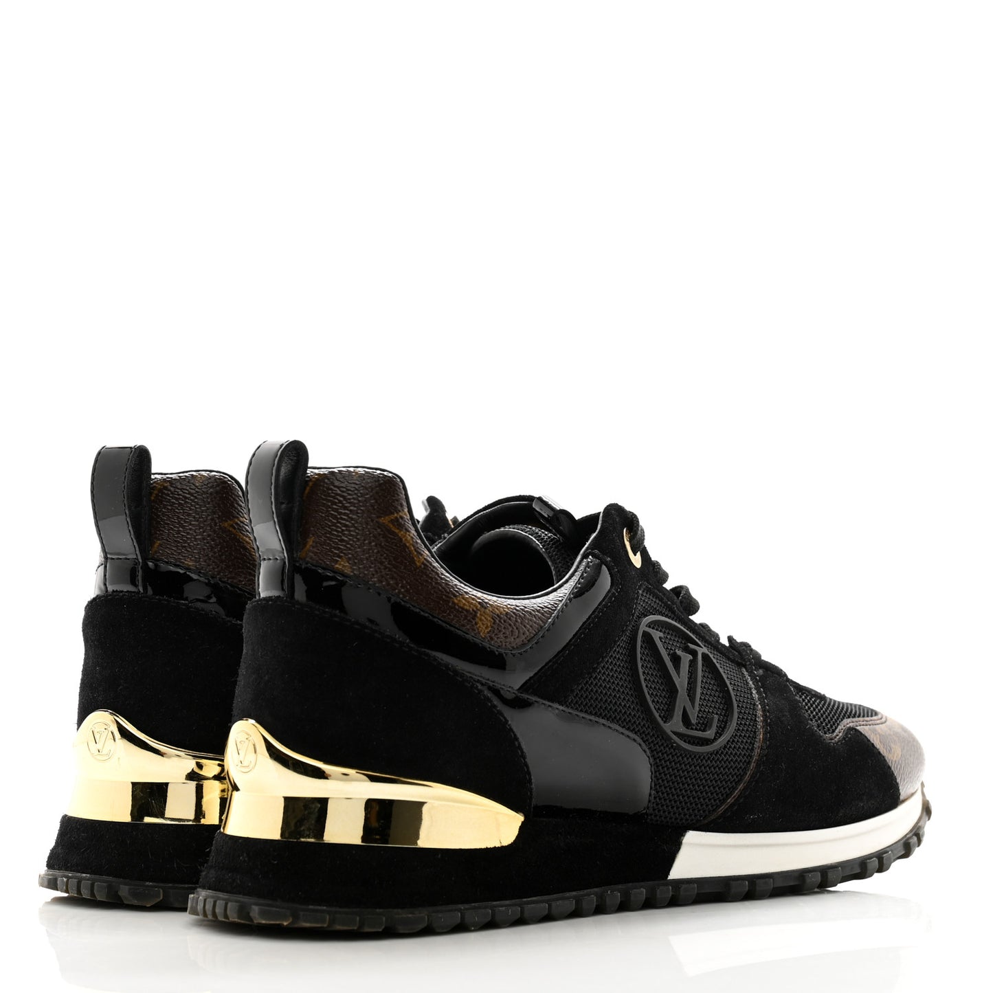 Suede Monogram Run Away Sneakers 38 Black