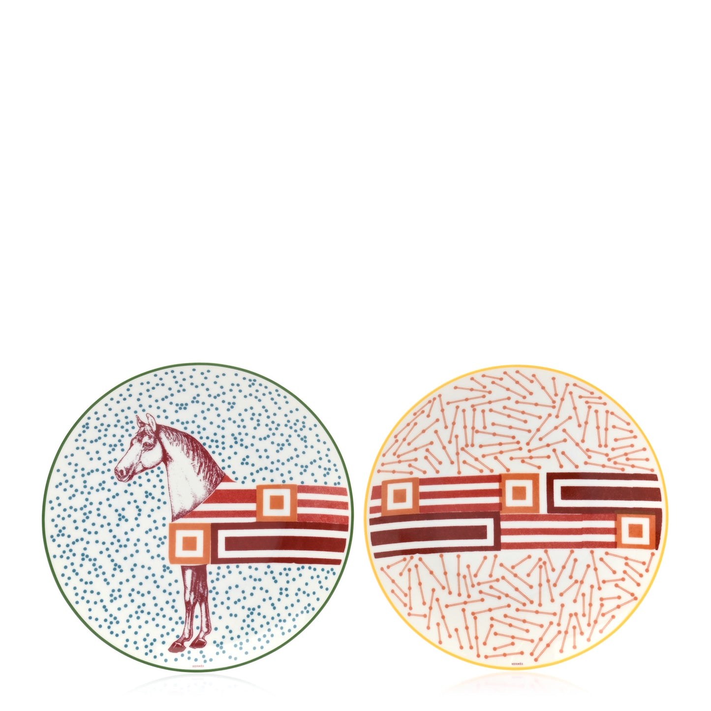 Porcelain Hippomobile Dessert Plate Set of 2