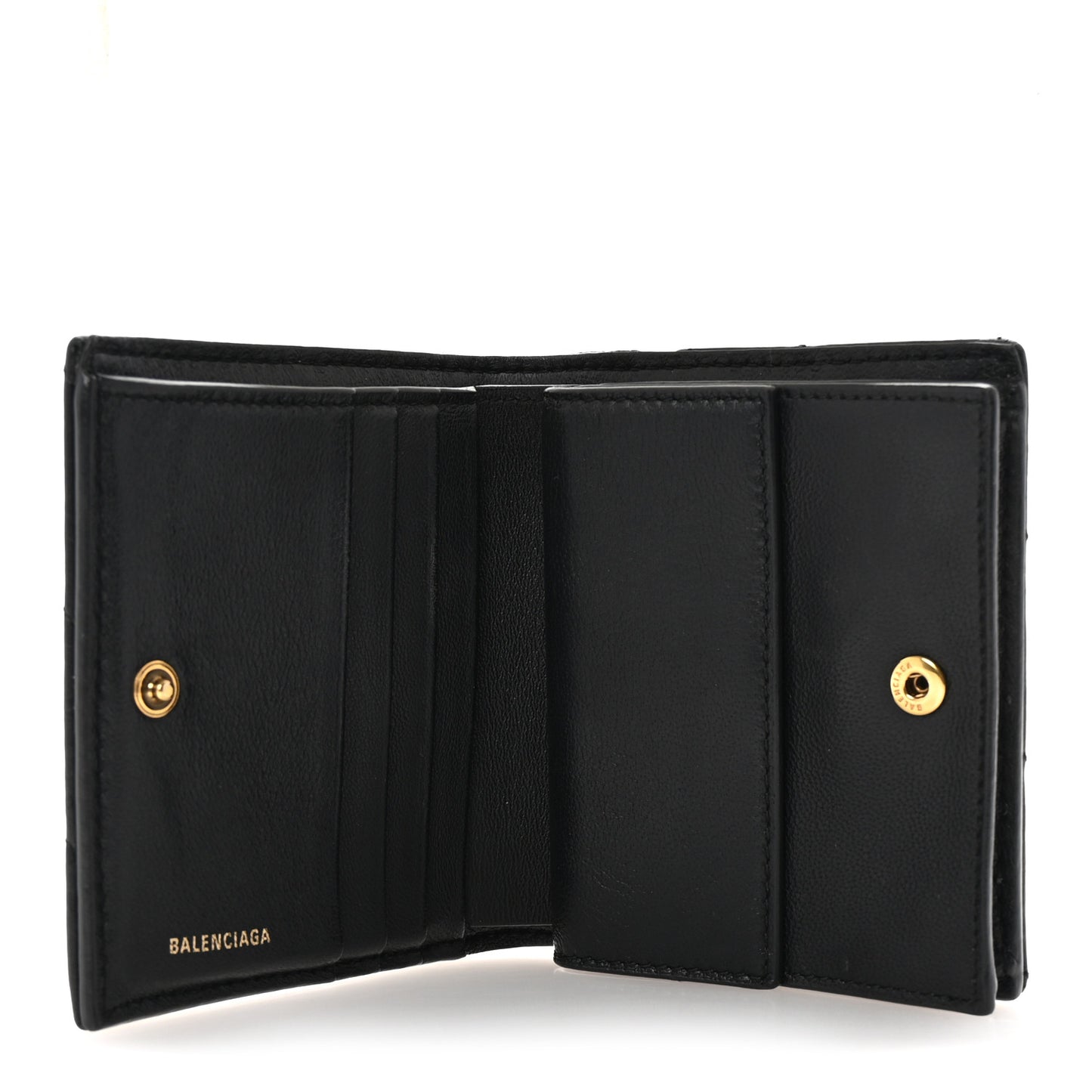 Crushed Calfskin Quilted B Flap Coin Card Holder Black