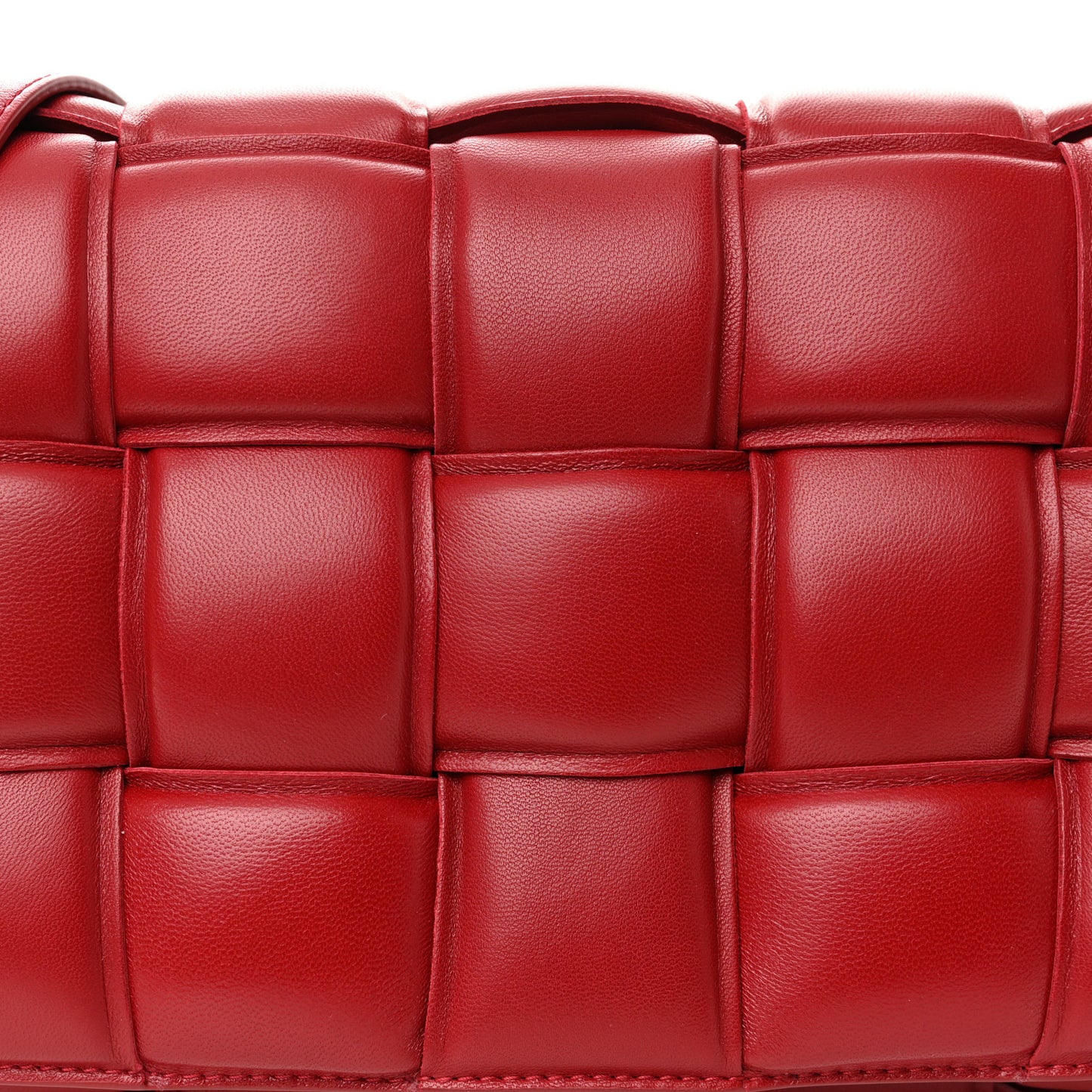 Nappa Maxi Intreccio Padded Cassette Crossbody Bag Dark Red