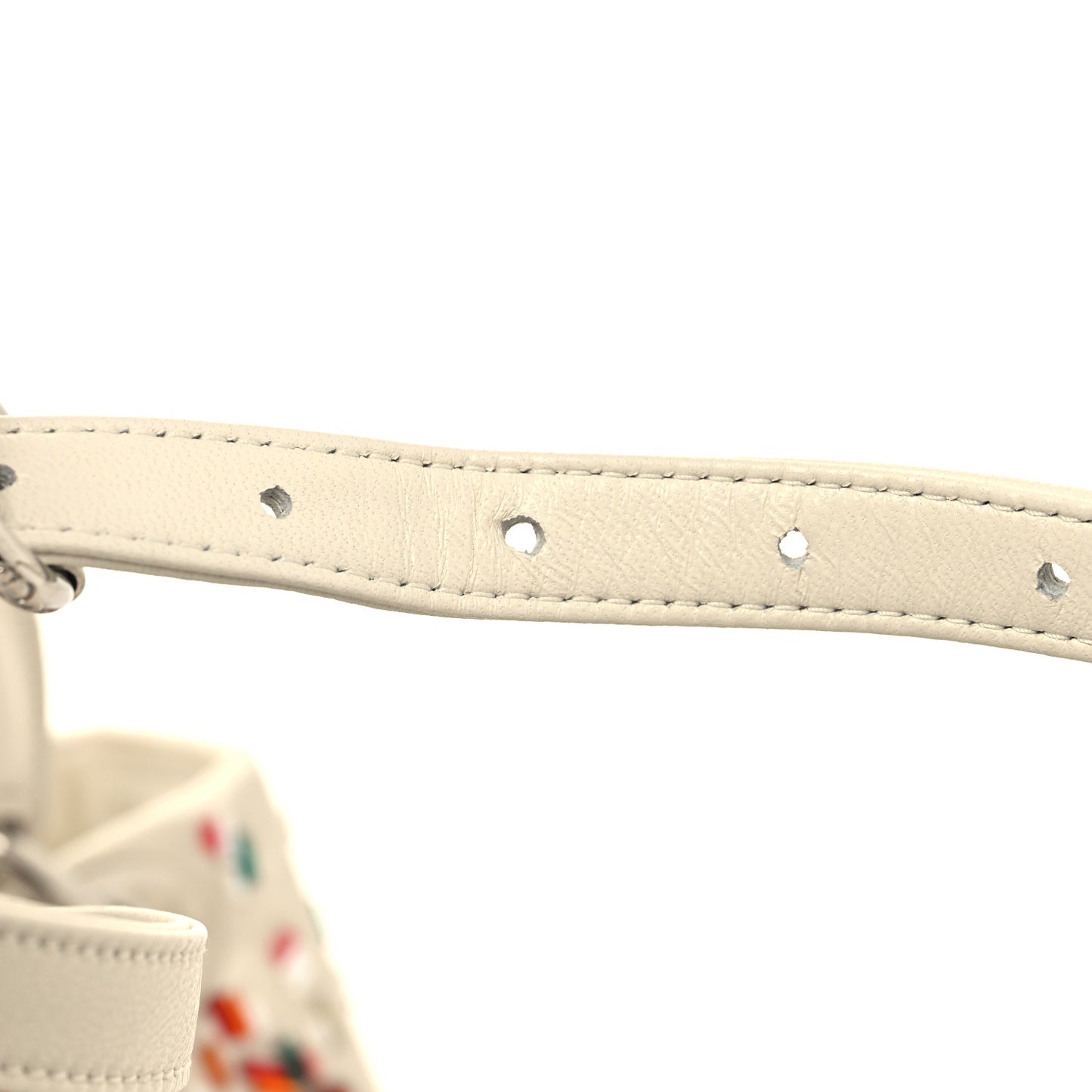 Satin Beaded Floral Embroidered Mini Lady Dior White Multicolor