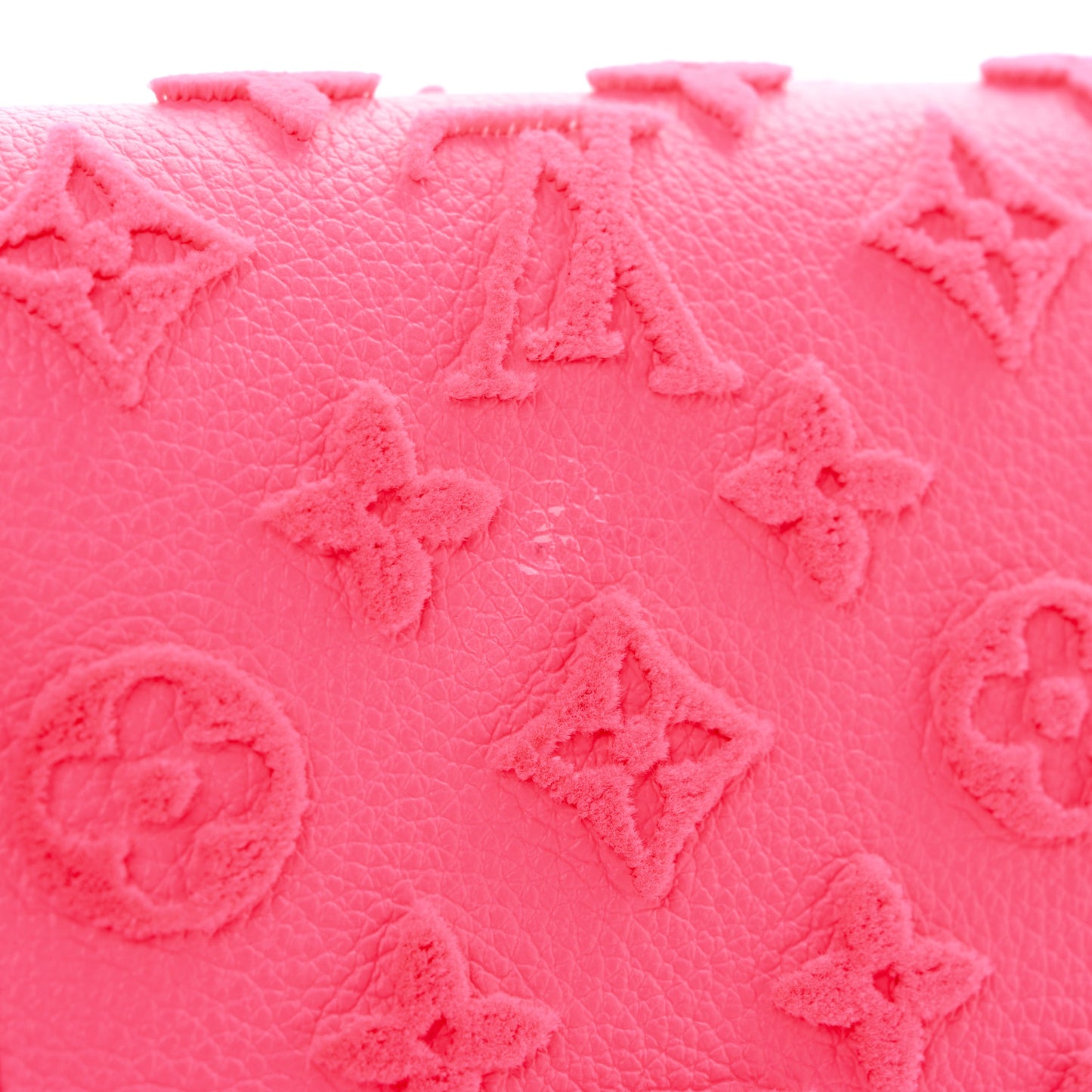 Grained Calfskin Tufted Monogram Mini Dauphine Fluo Pink