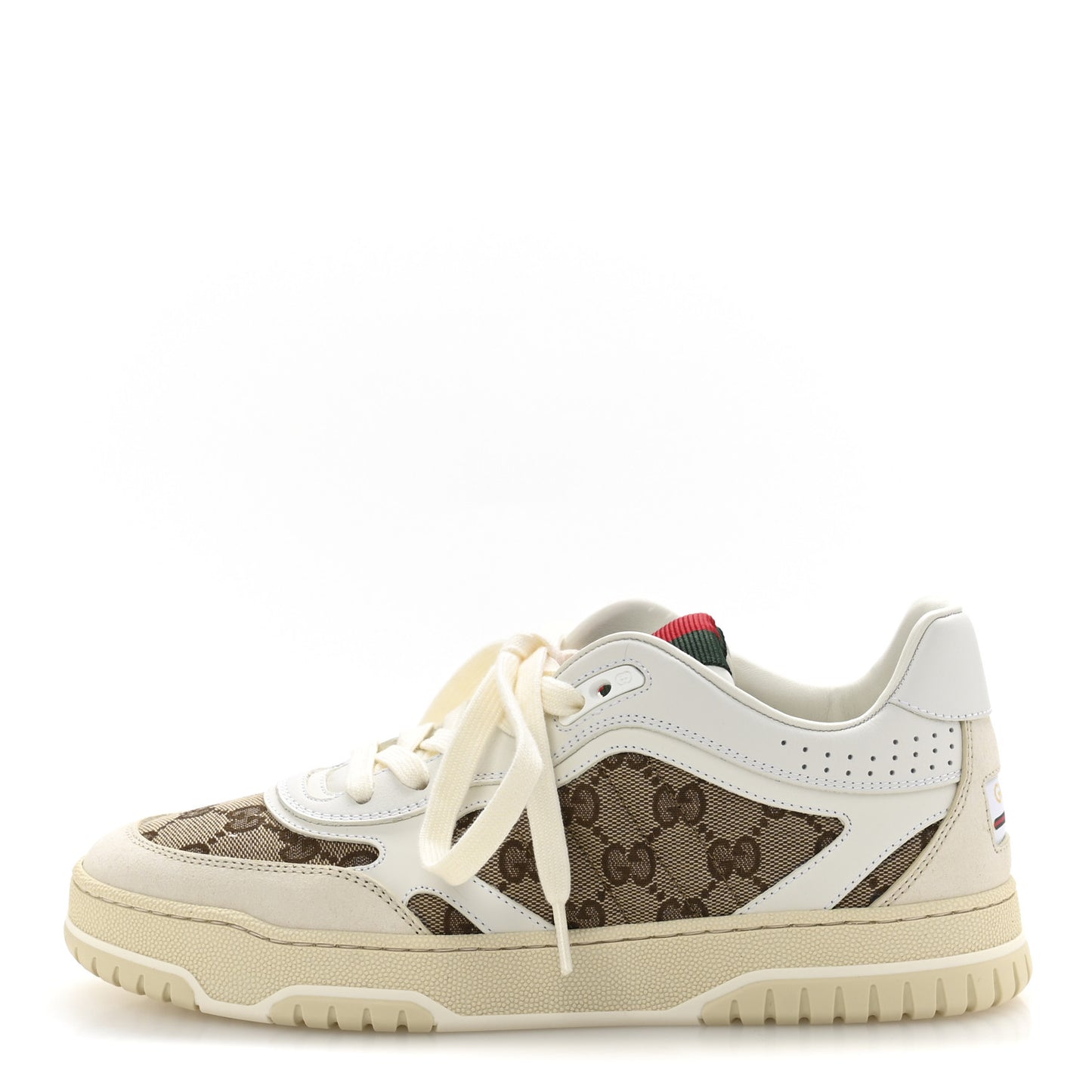Calfskin GG Monogram Re-Web Womens Sneakers 39 White Beige Ebony